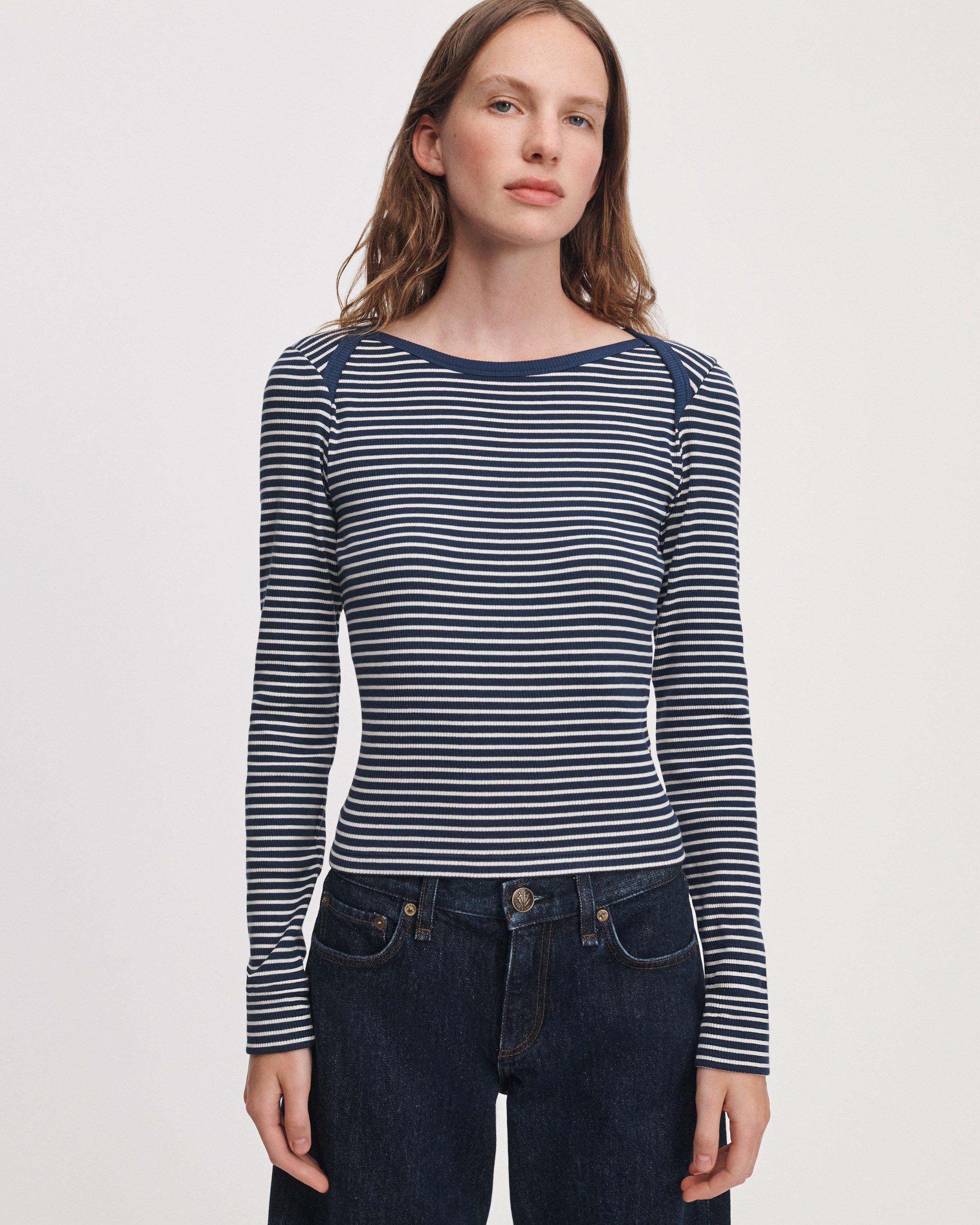 The Essential Ribbed Bateau Tee image number 1