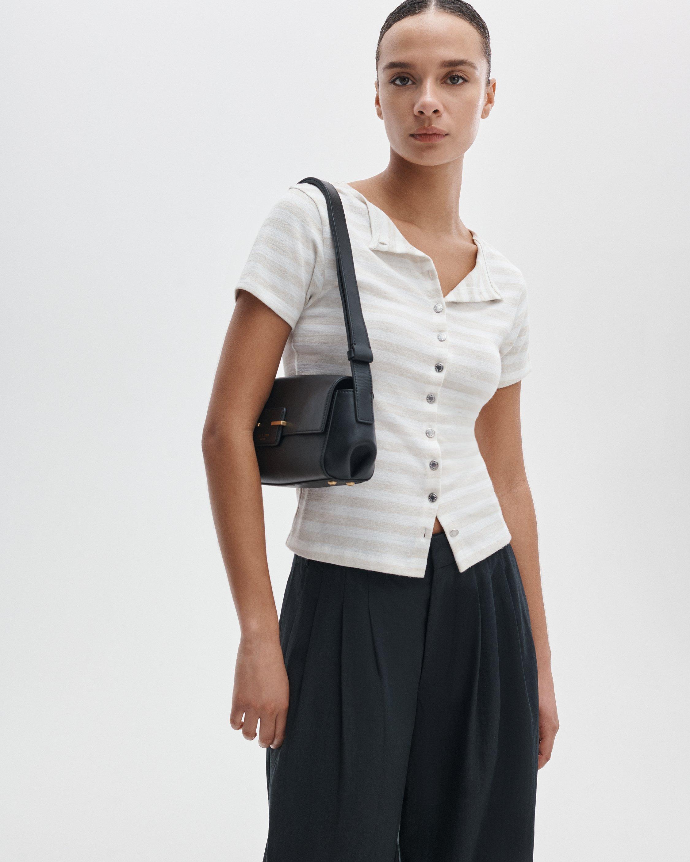 The Knit Striped Button Tee image number 1
