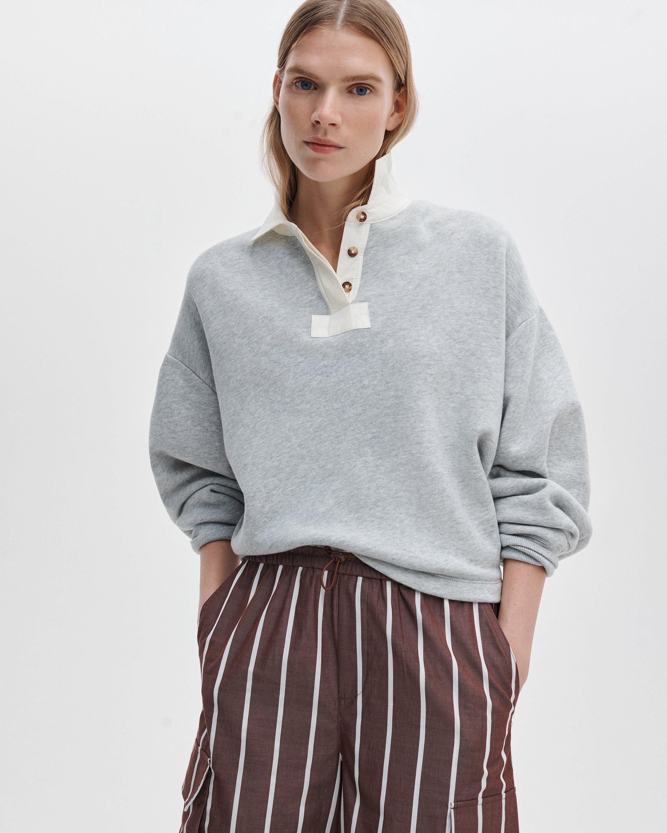 Vintage Terry Oversized Polo Sweatshirt image number 4
