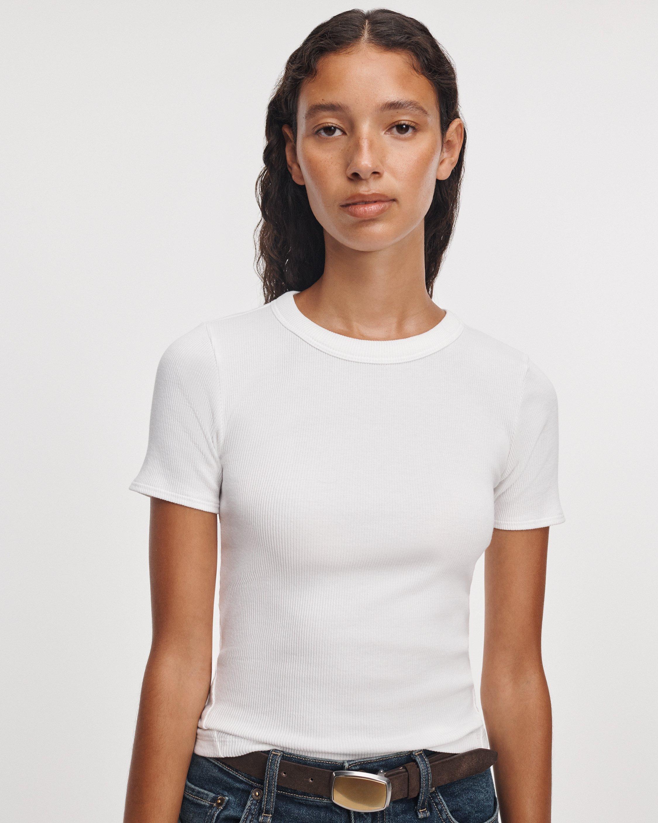 The Essential Ribbed Tee - White | rag & bone