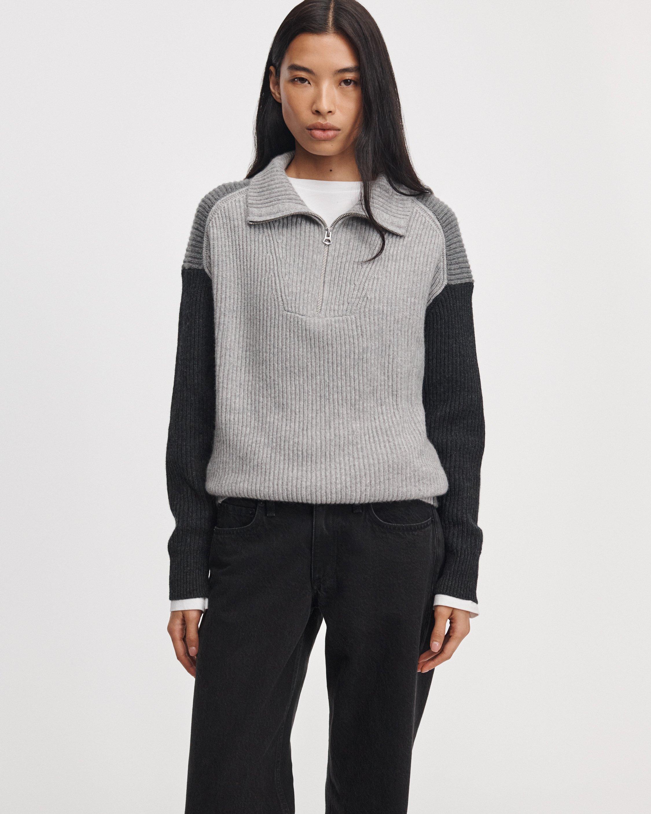 Gigi Cashmere Colorblock Half-Zip image number 1