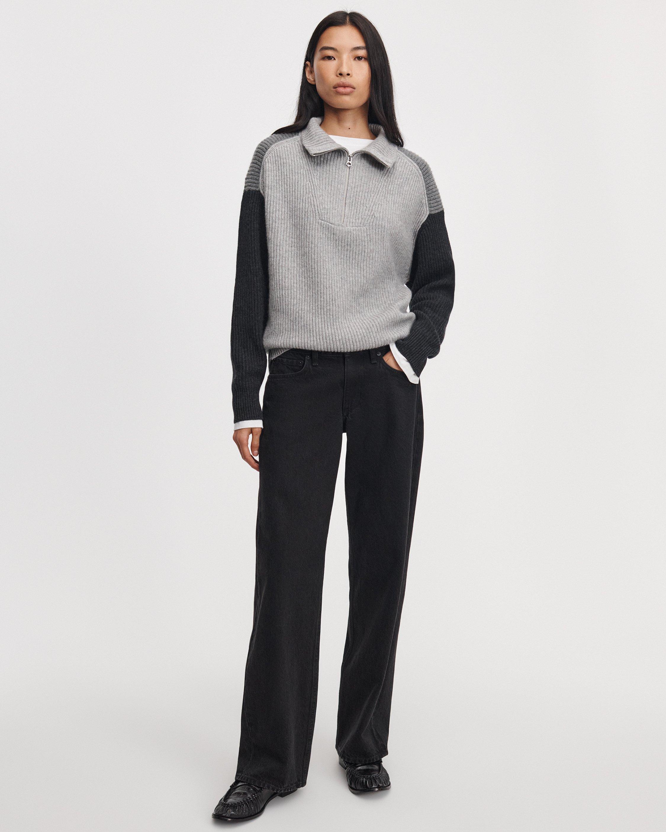 Gigi Cashmere Colorblock Half-Zip image number 3