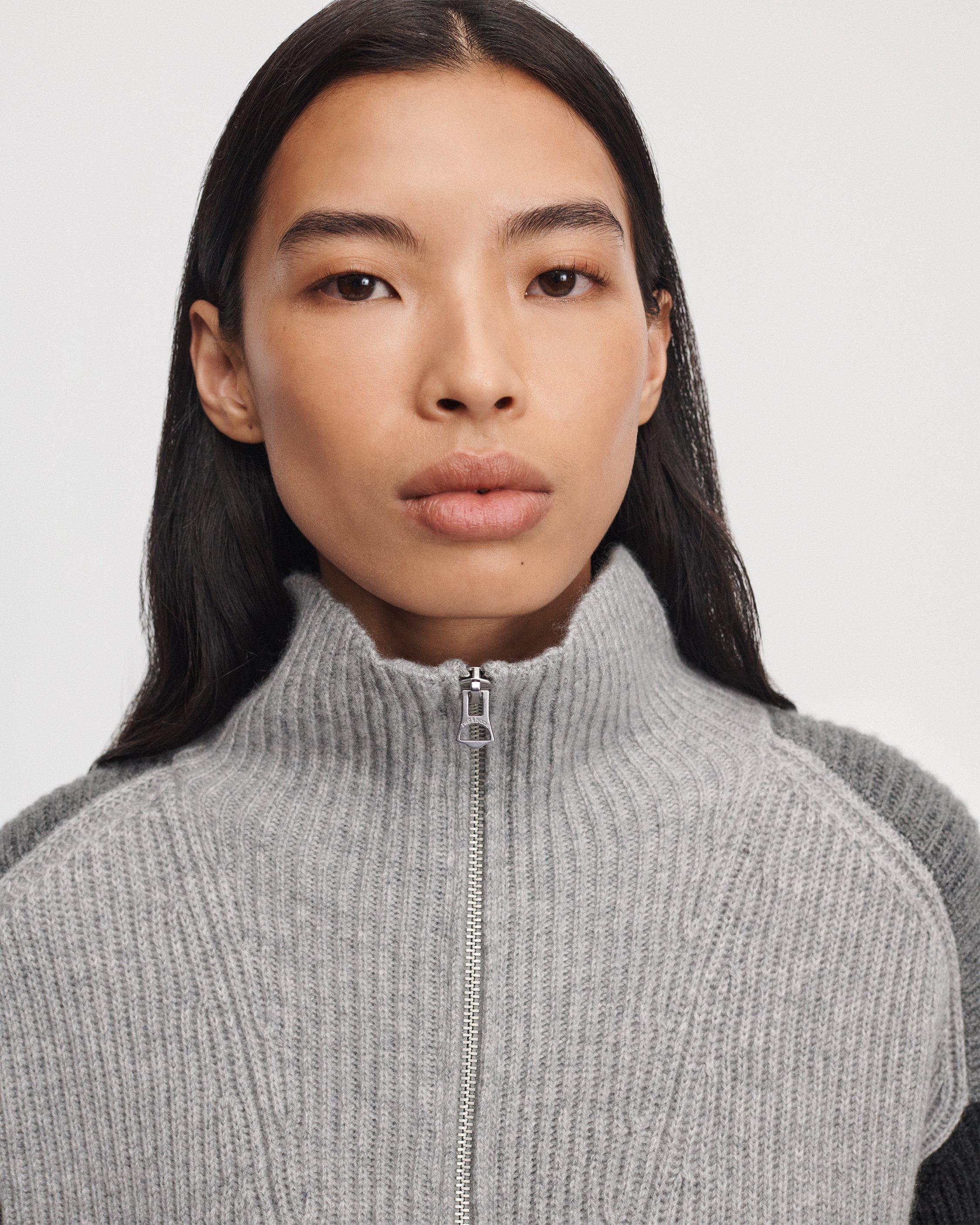 Gigi Cashmere Colorblock Half-Zip image number 4