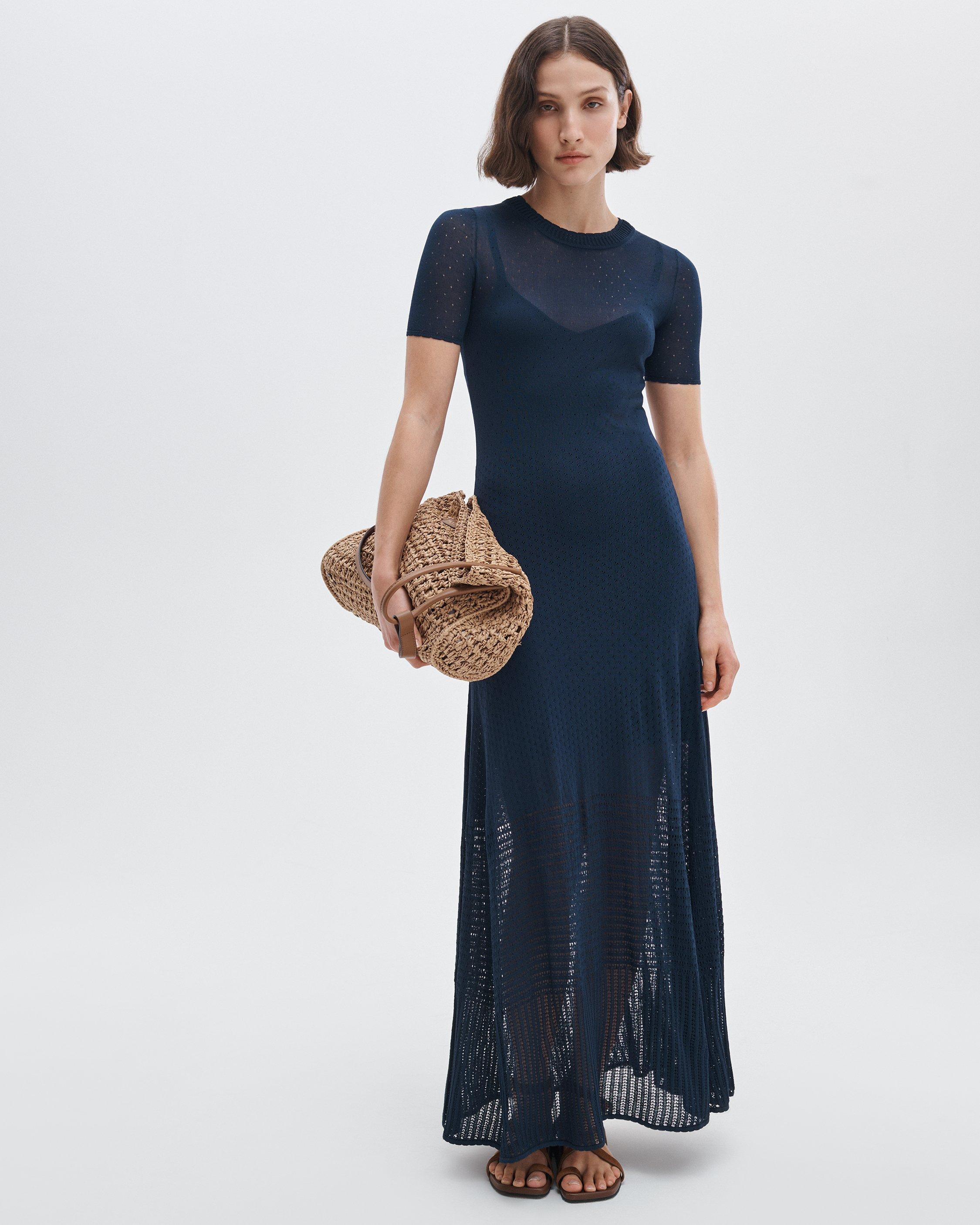 rag & bone Michelle Pointelle Maxi Dress Dresses & Skirts | Navy