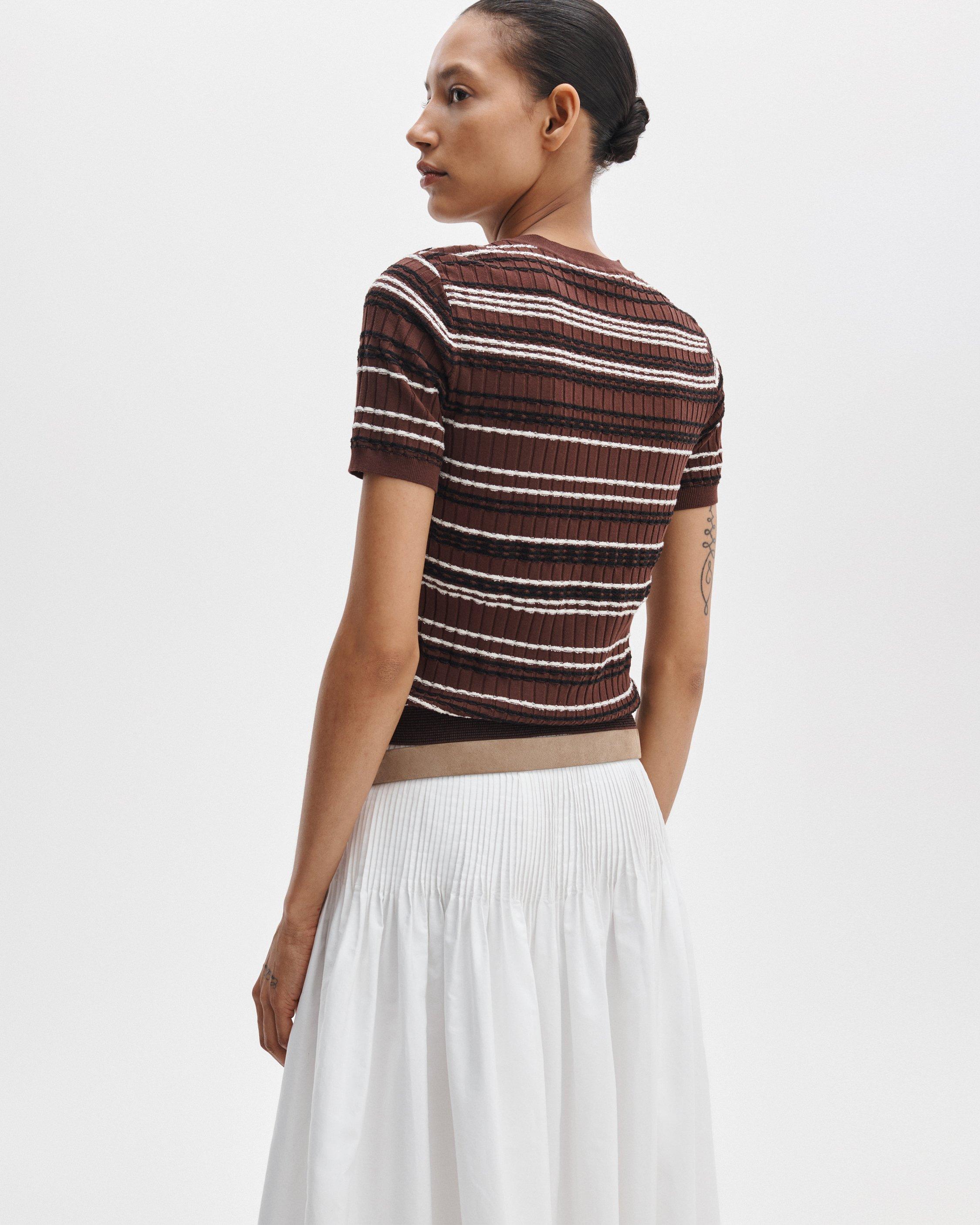Karina Striped Short-Sleeve Sweater image number 5