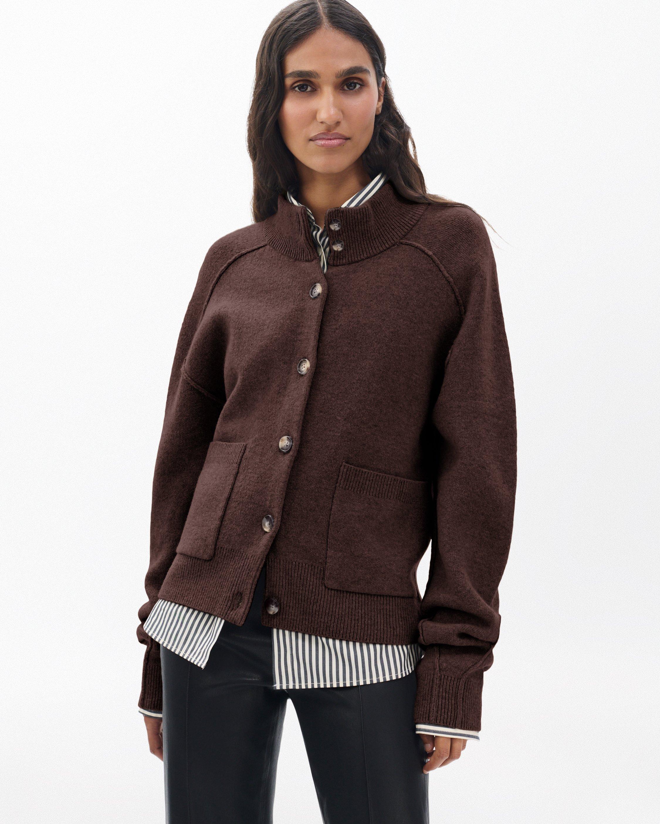Bridget Mockneck Cardigan - Brown | rag & bone