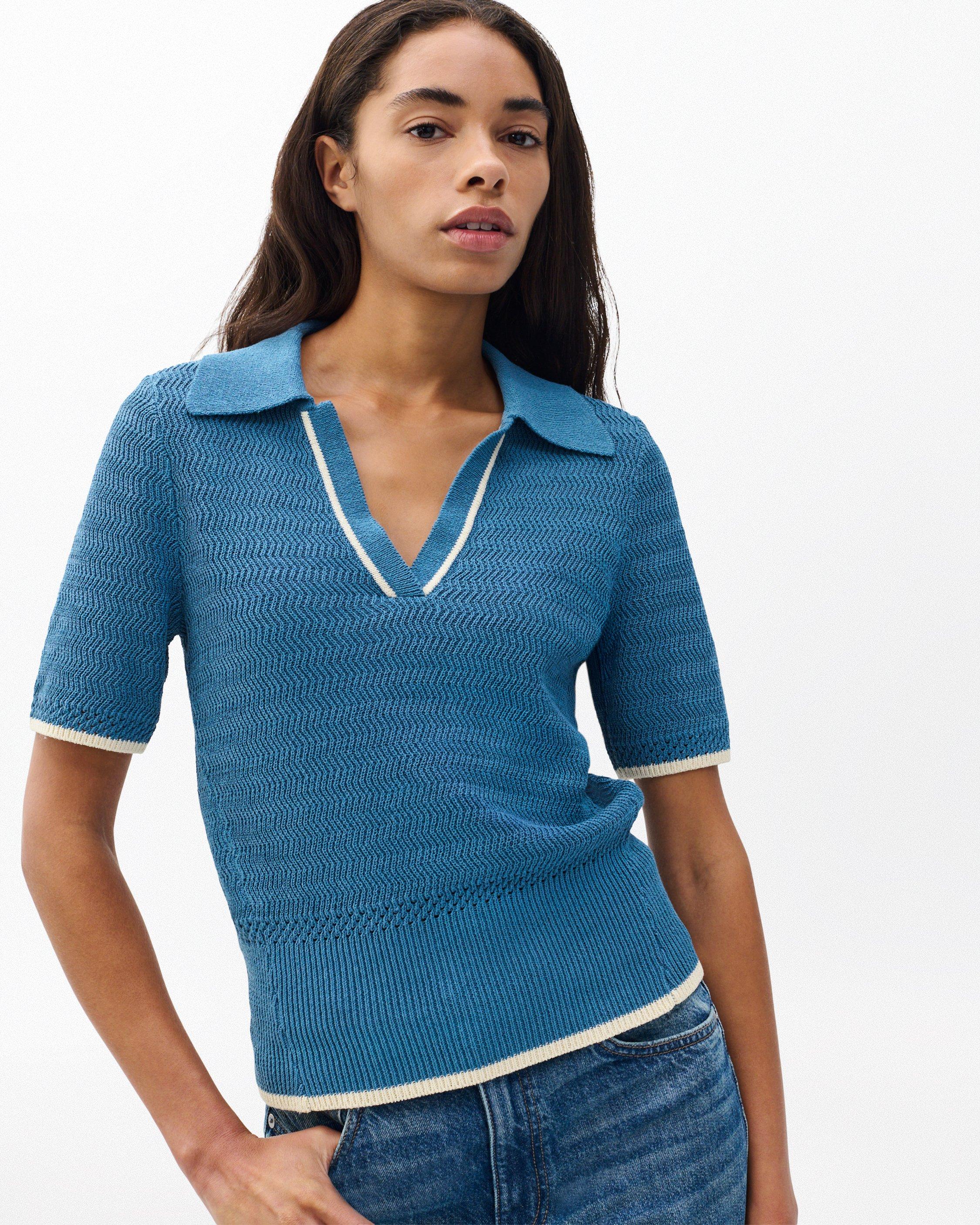 トップス TTT_MSW 20ss YOSEMITE Knit polo sax blue Costi Knit Polo Shirt - Fog Blue | rag & bone