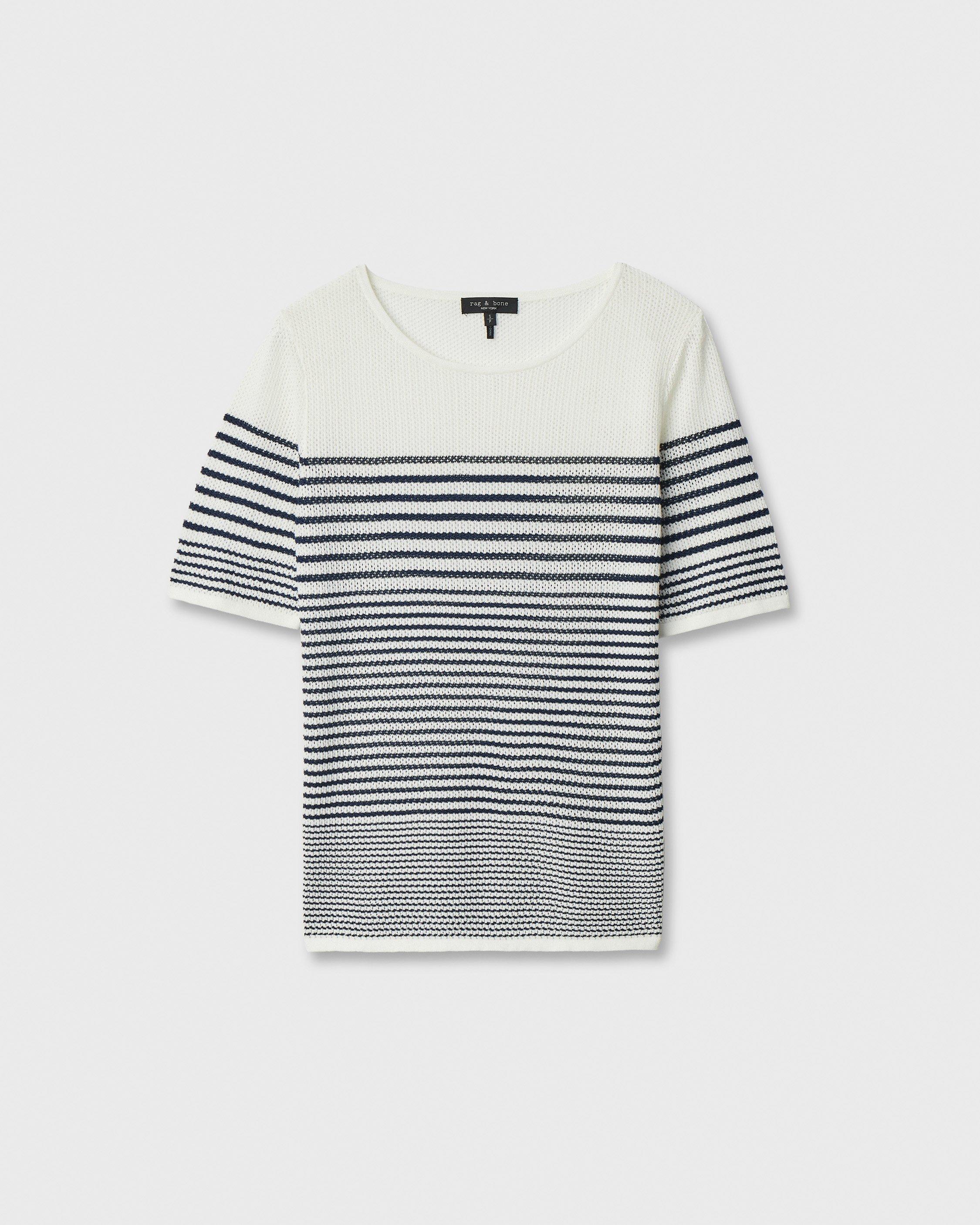 Daisy Striped Short-Sleeve Sweater image number 2