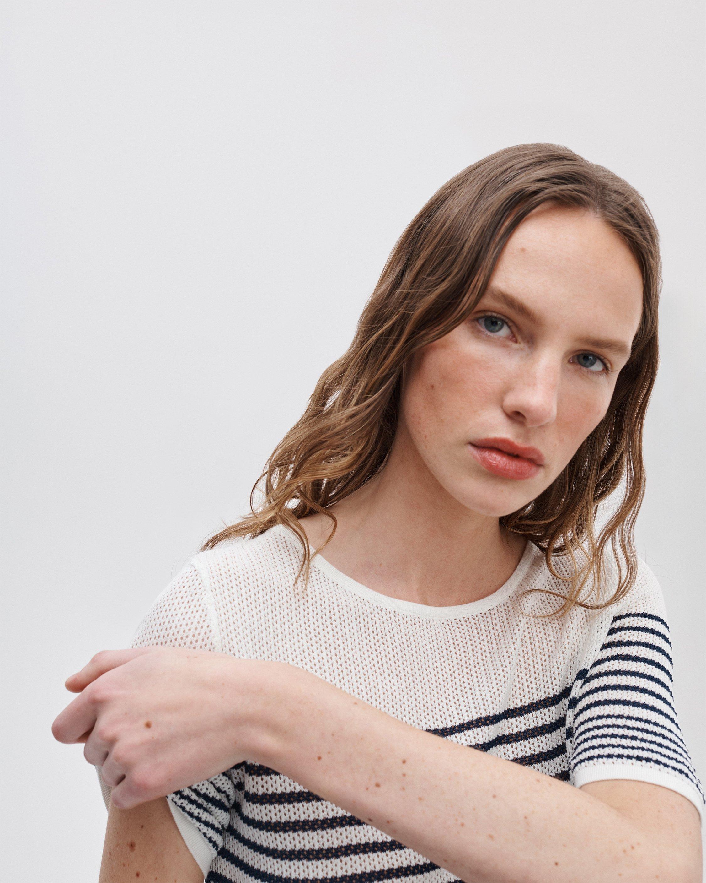 Daisy Striped Short-Sleeve Sweater image number 4