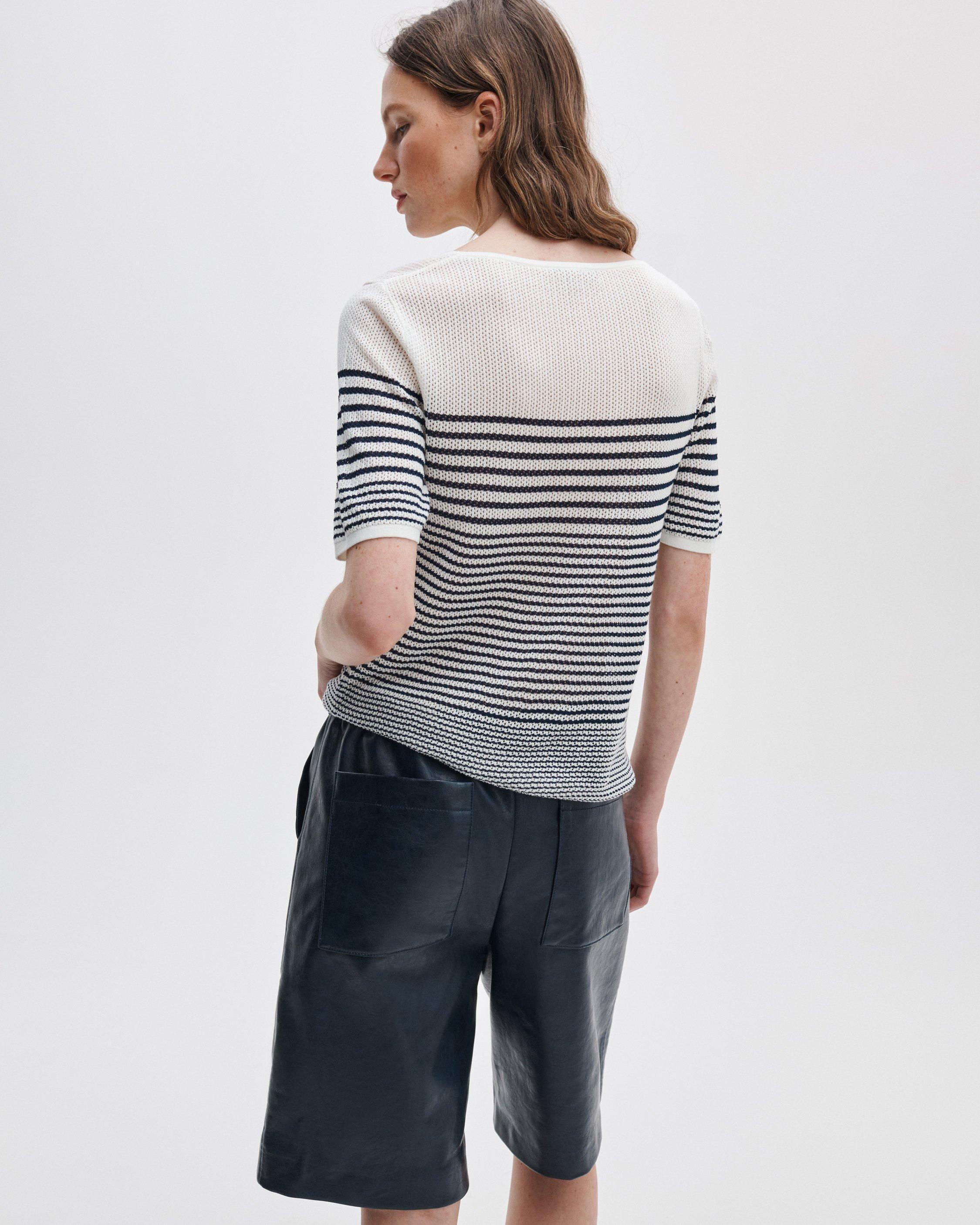 Daisy Striped Short-Sleeve Sweater image number 5