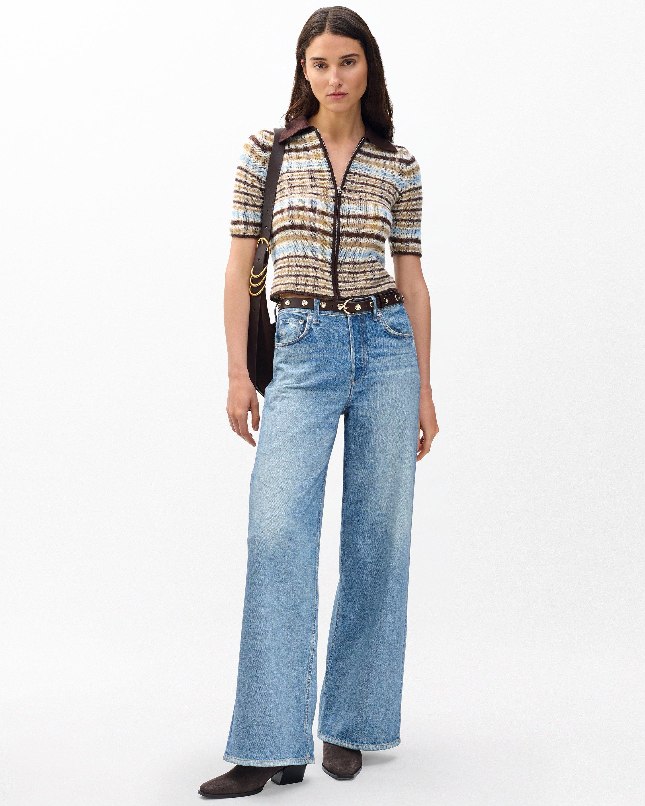 Leva Plaid Zip Polo Sweater image number 3