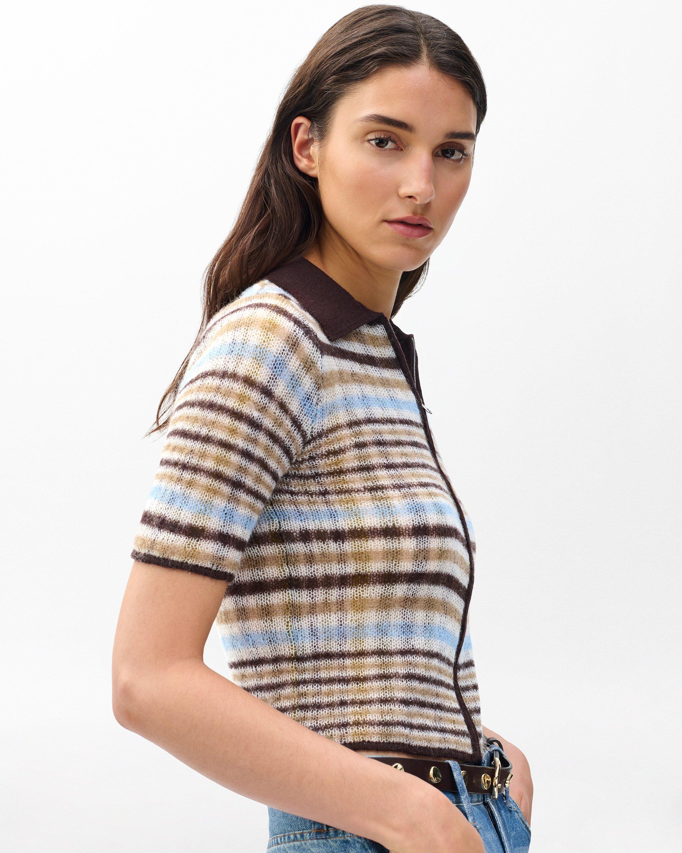 Leva Plaid Zip Polo Sweater image number 4