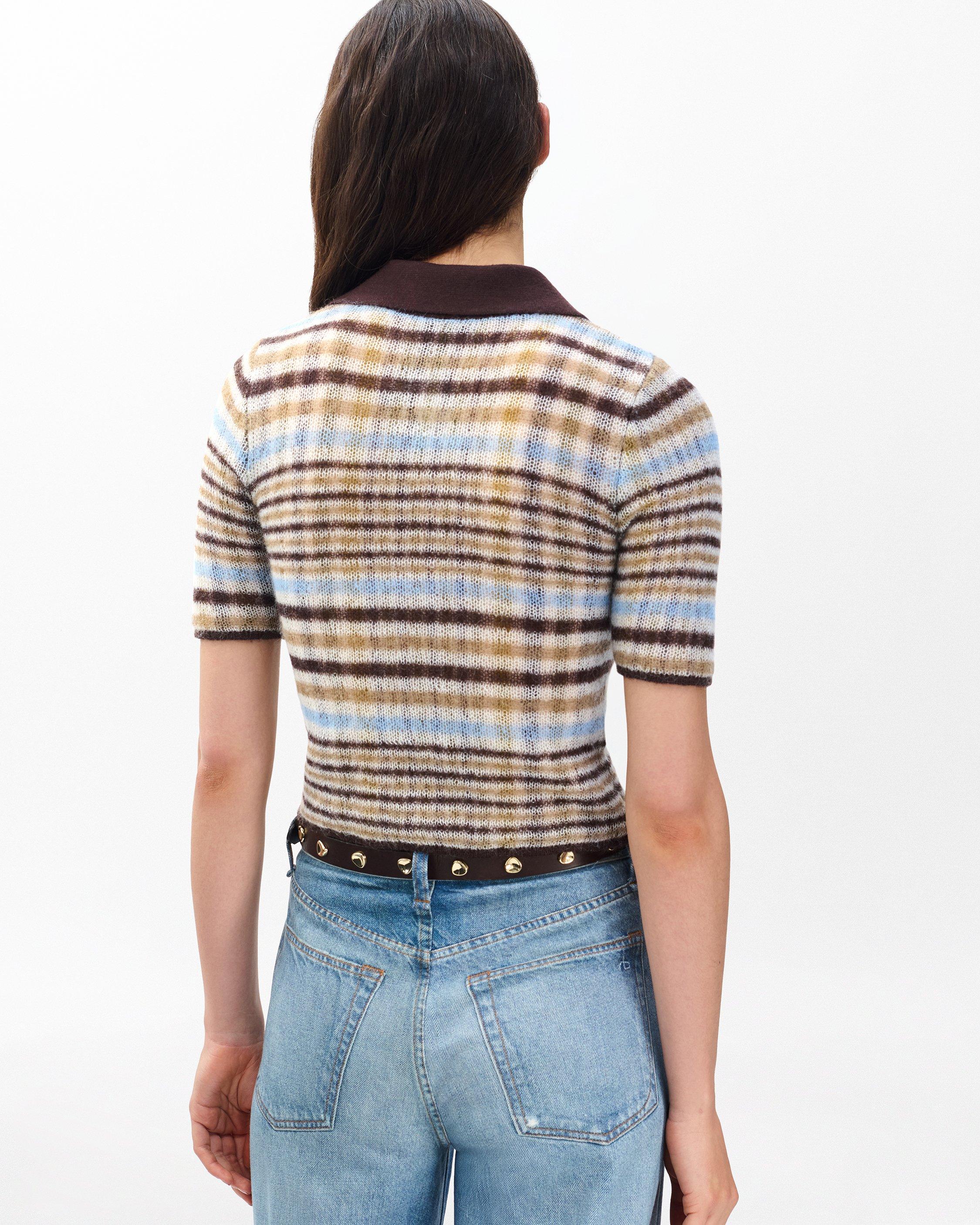 Leva Plaid Zip Polo Sweater image number 6