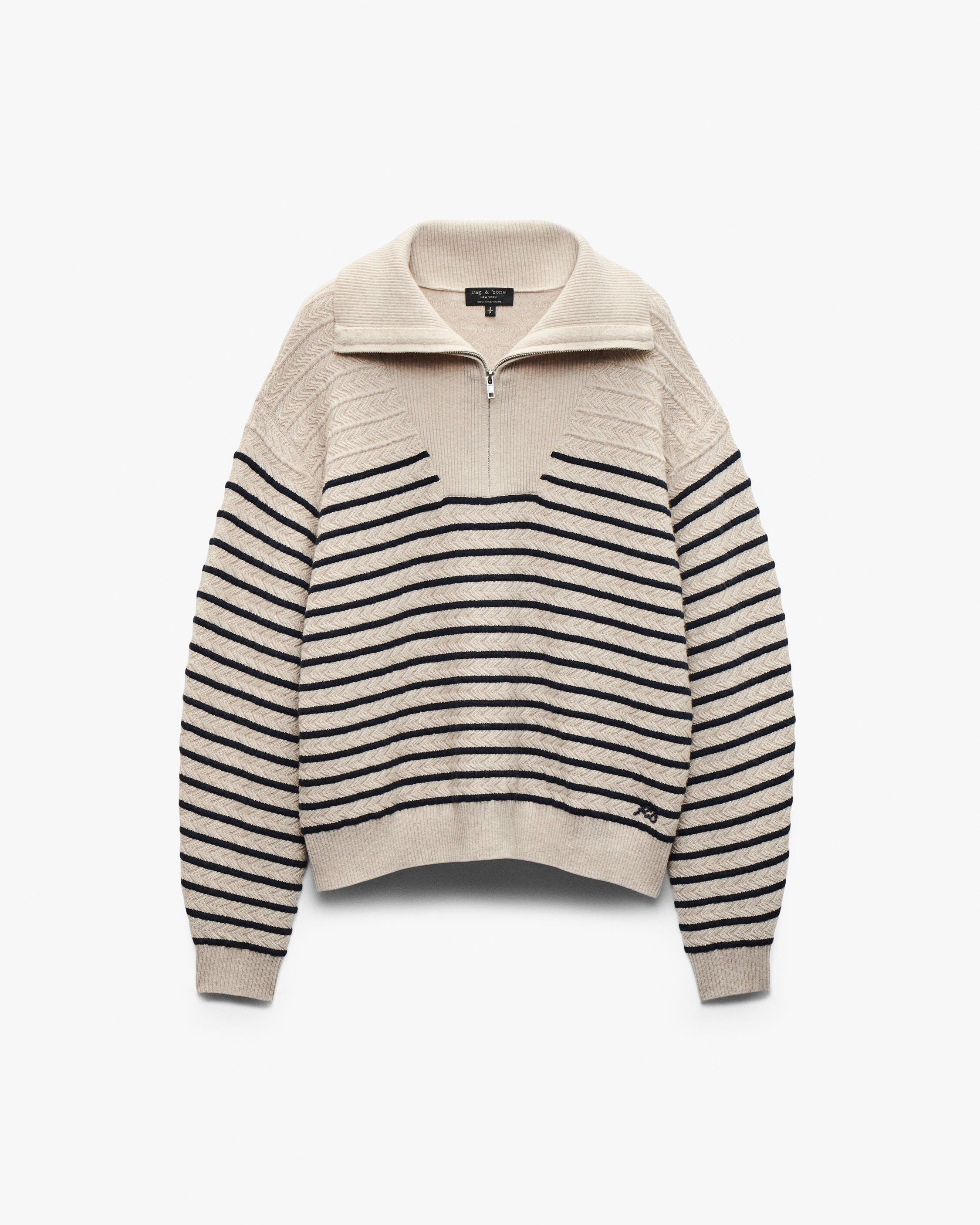 Natalia Cashmere Half-Zip Sweater - Oatmeal Multi | rag & bone