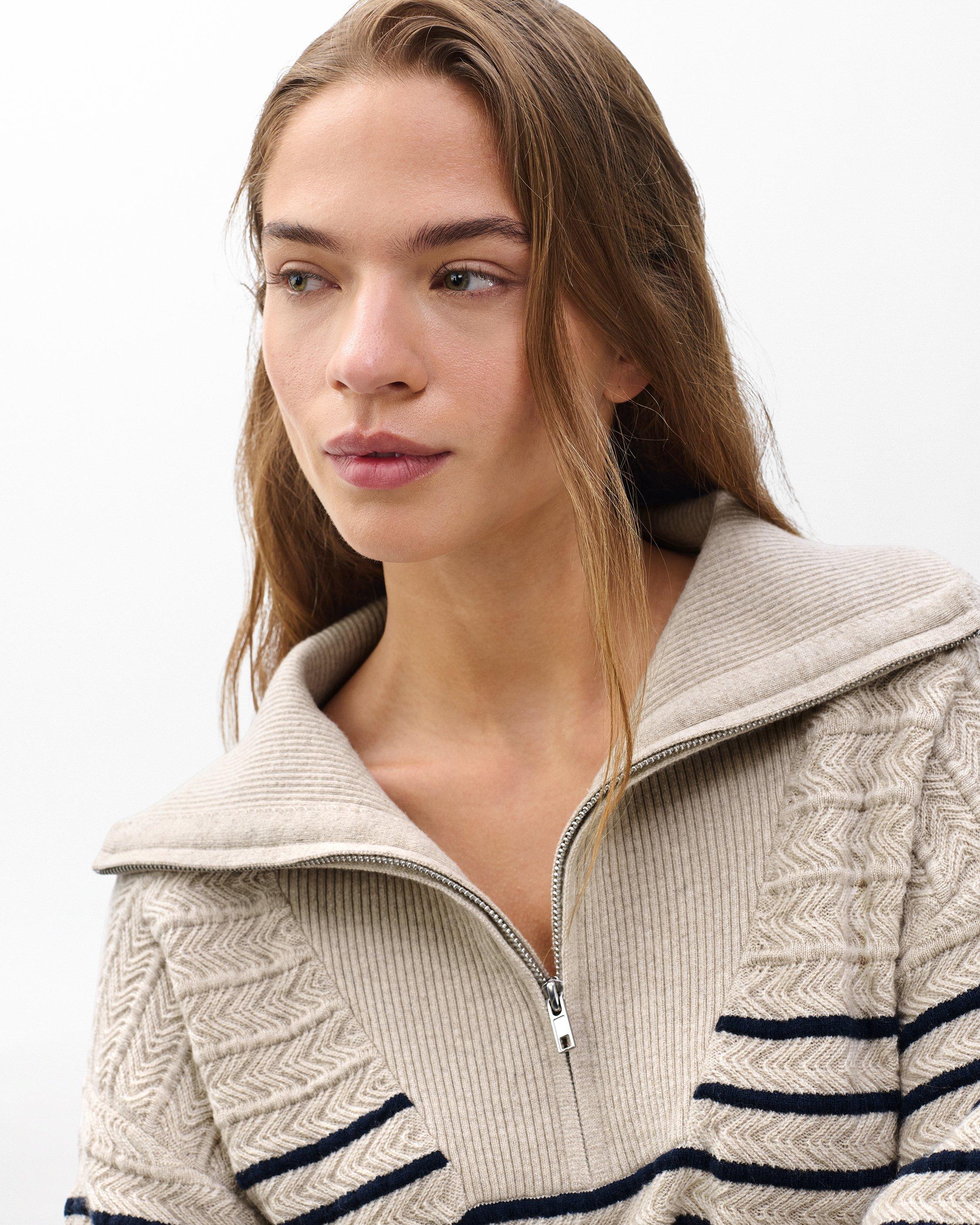 Natalia Cashmere Half-Zip Sweater - Oatmeal Multi | rag & bone