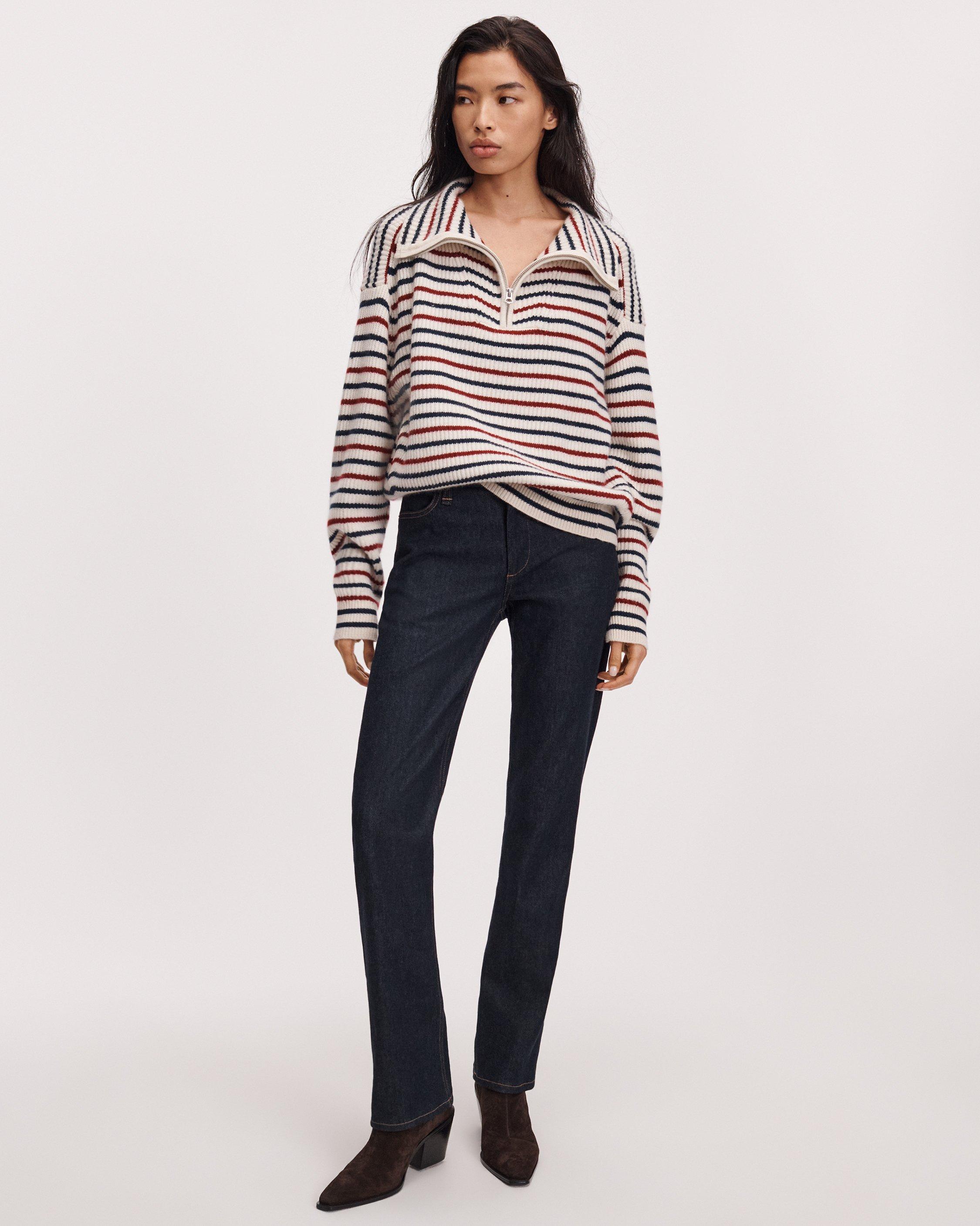 Gigi Striped Cashmere Half-Zip image number 3