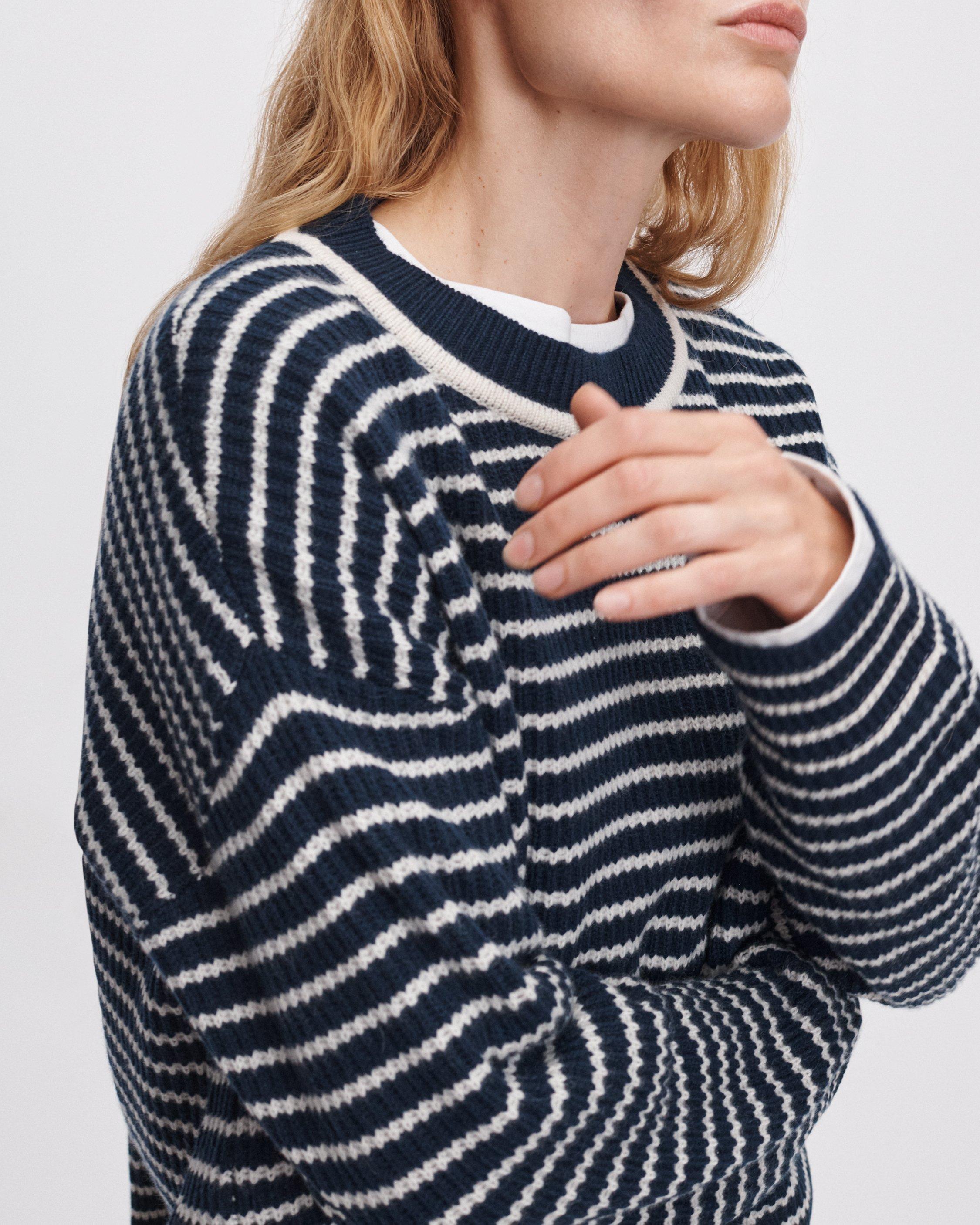 Gigi Striped Cashmere Crewneck image number 4