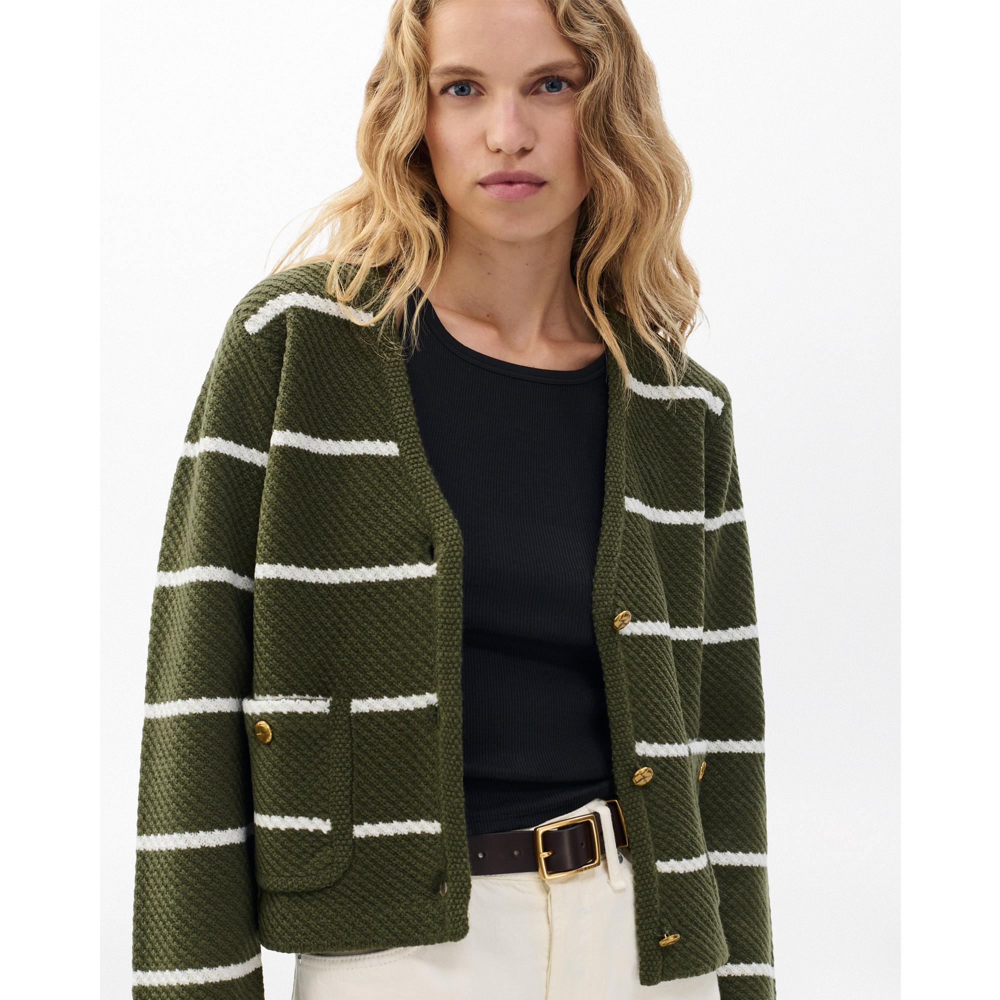Peggy Striped Wool V-Neck Cardigan