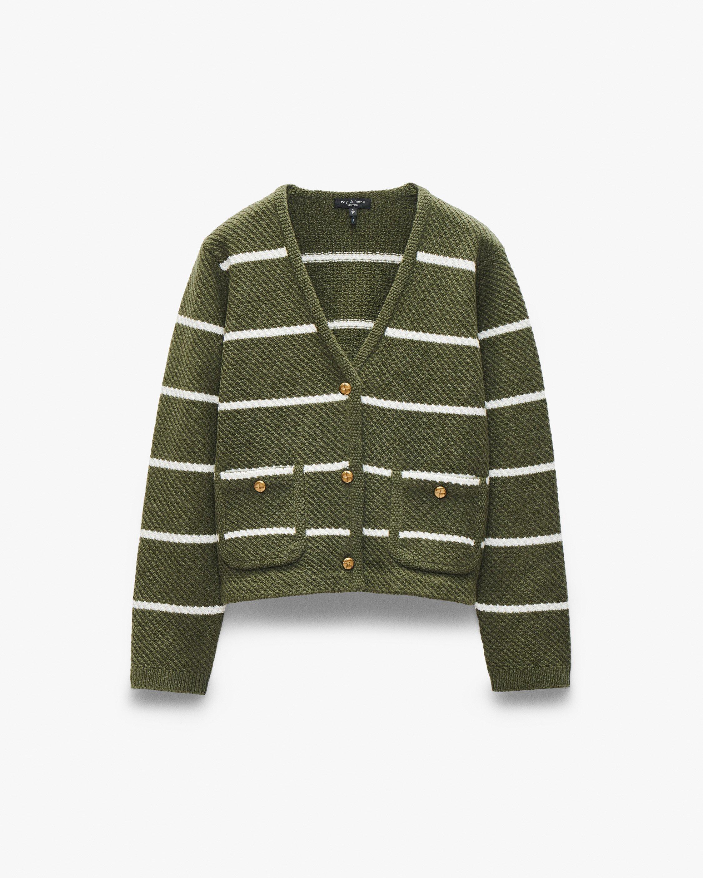 Peggy Striped Wool V-Neck Cardigan - image 2