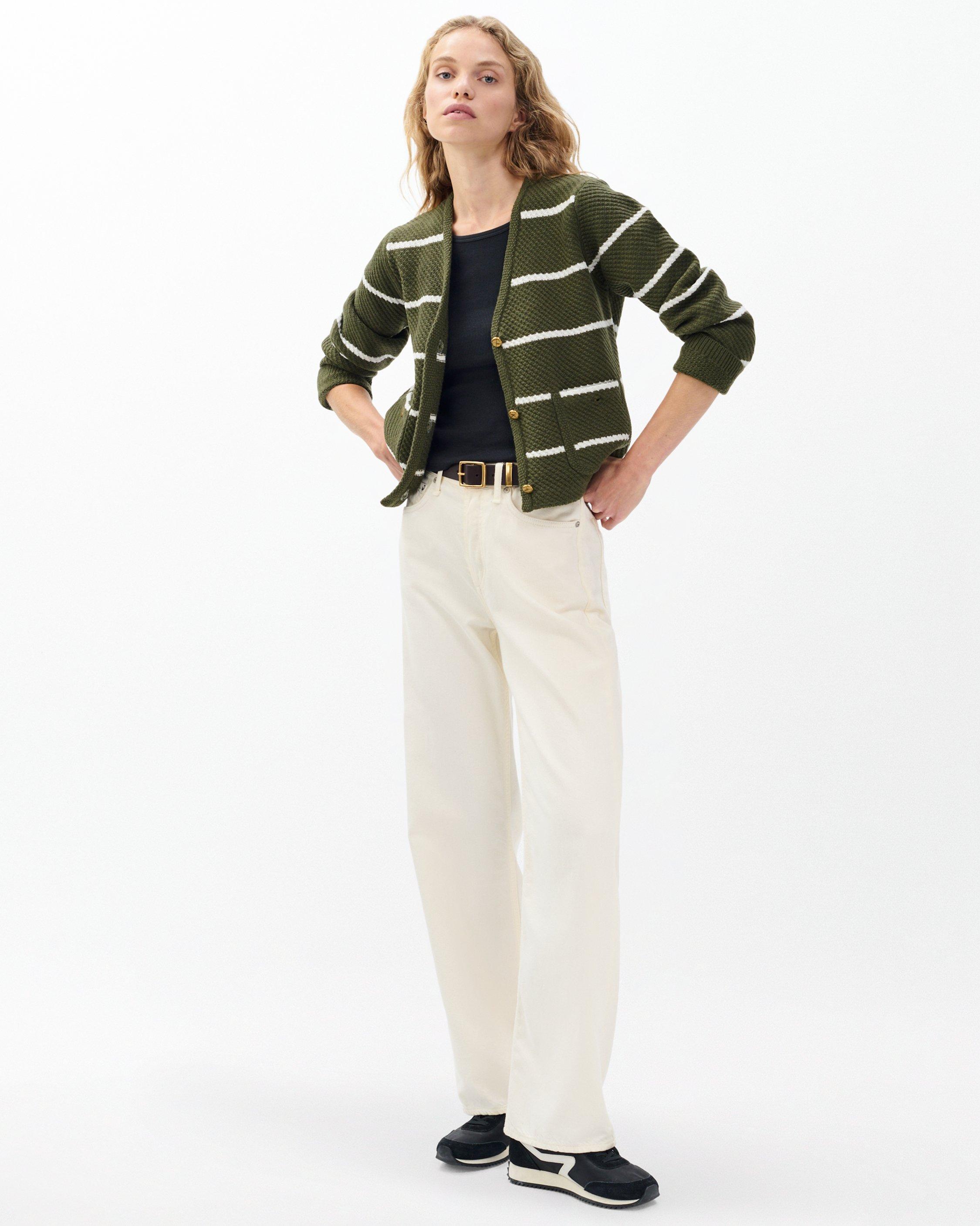Peggy Striped Wool V-Neck Cardigan - image 3