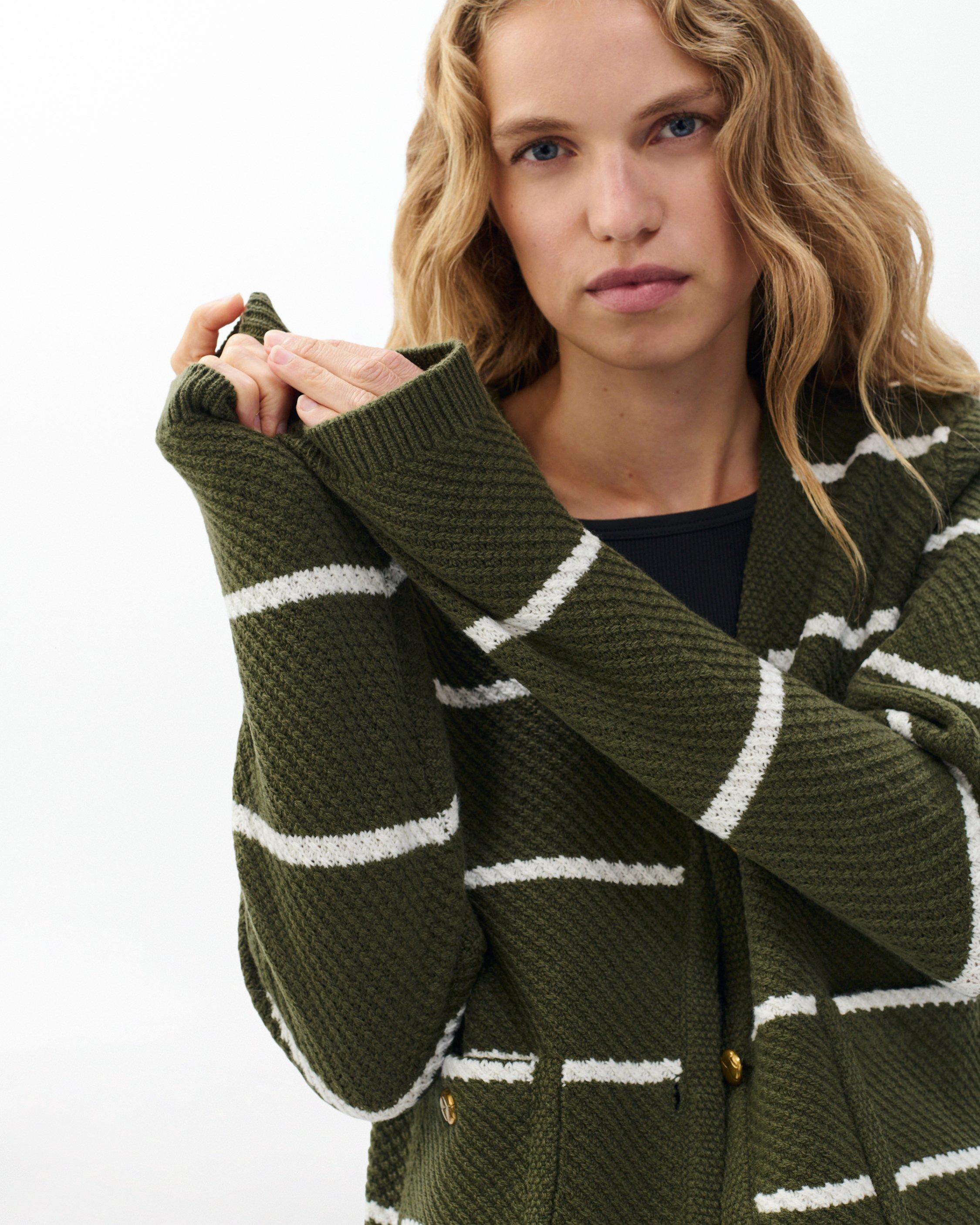 Peggy Striped Wool V-Neck Cardigan - image 5