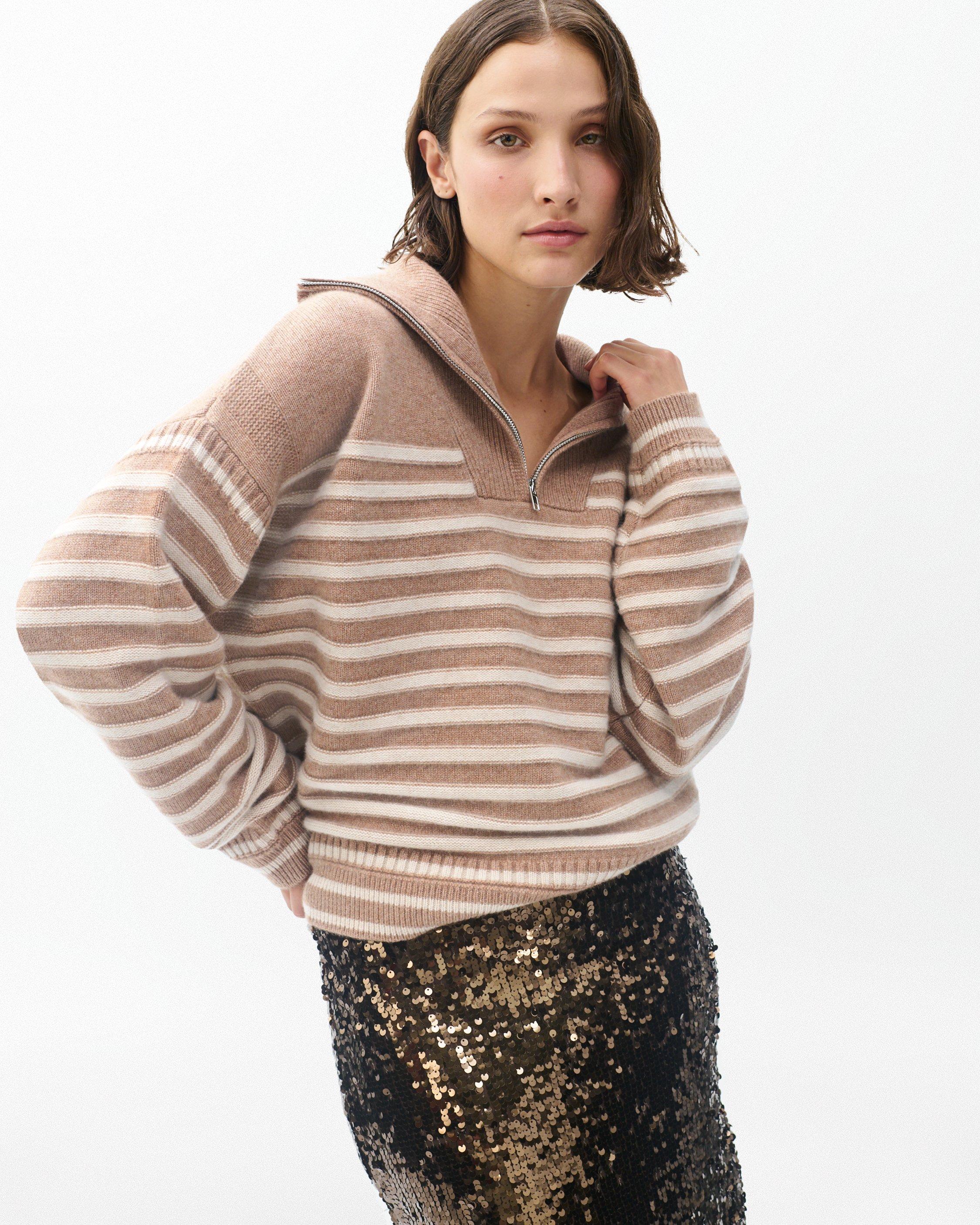 Raven Wool-Cashmere Half-Zip Sweater - Camel | rag & bone