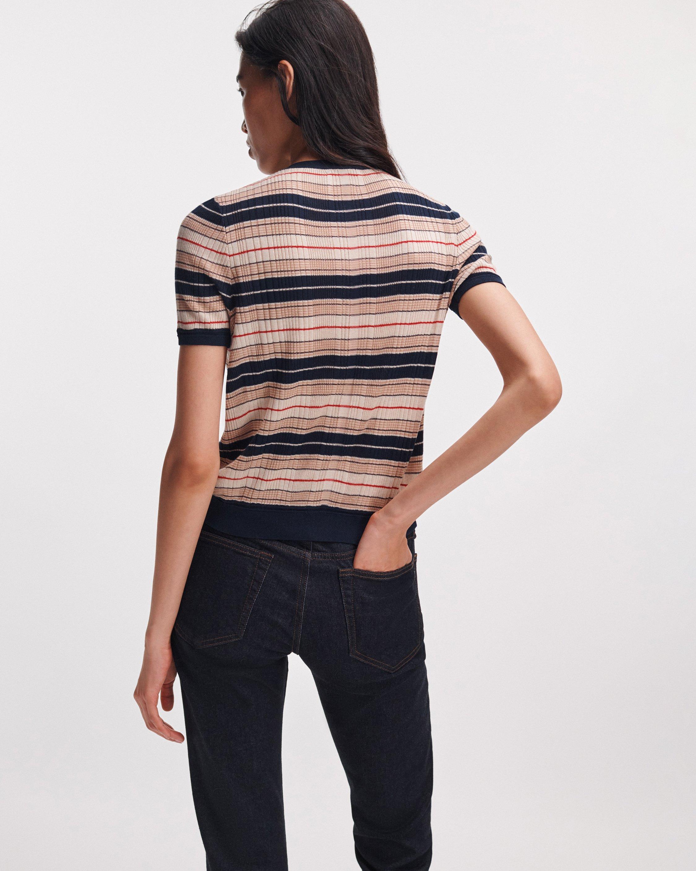 Teresa Striped Short-Sleeve Cardigan image number 5