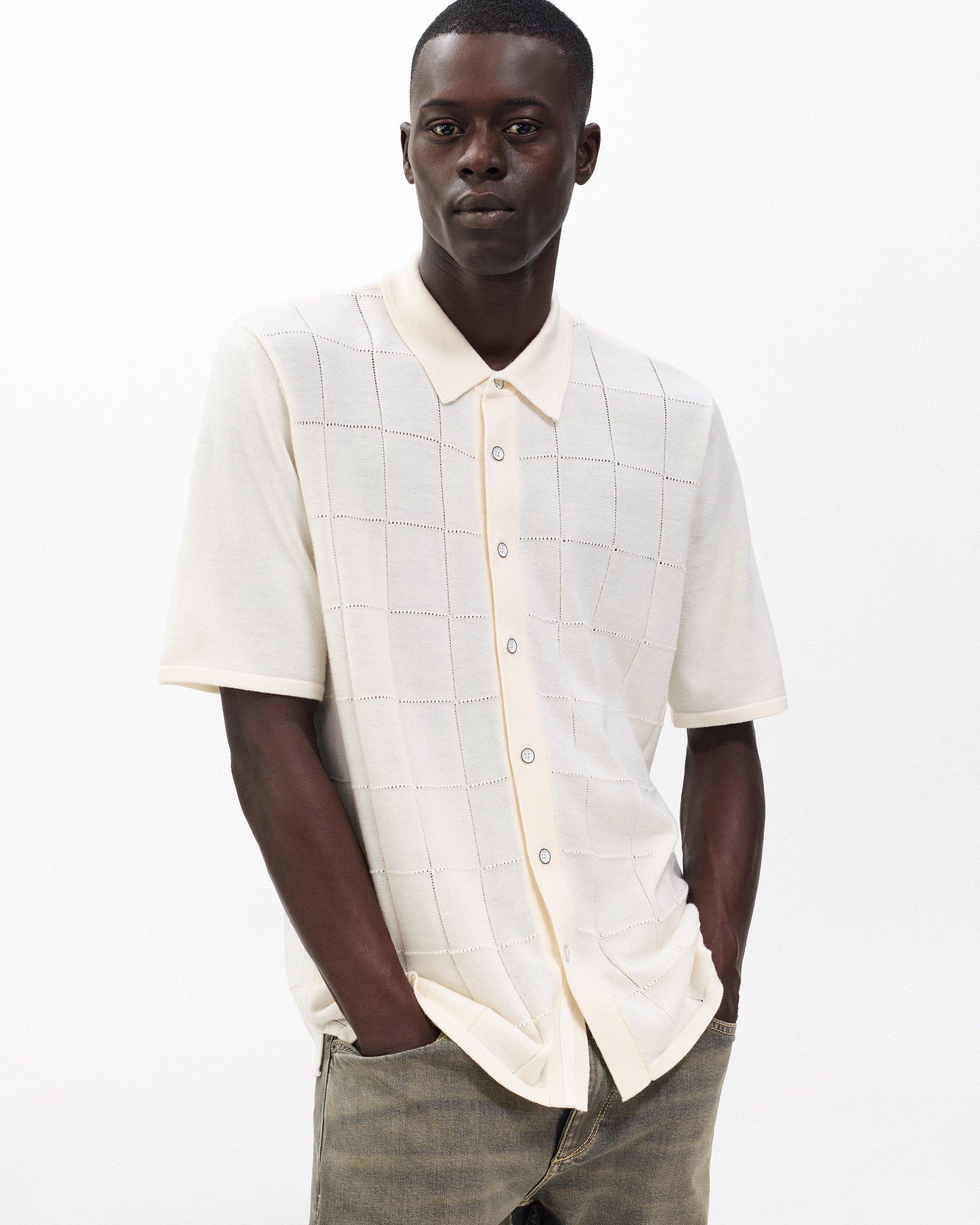 Dalton Windowpane Knit Shirt image number 1