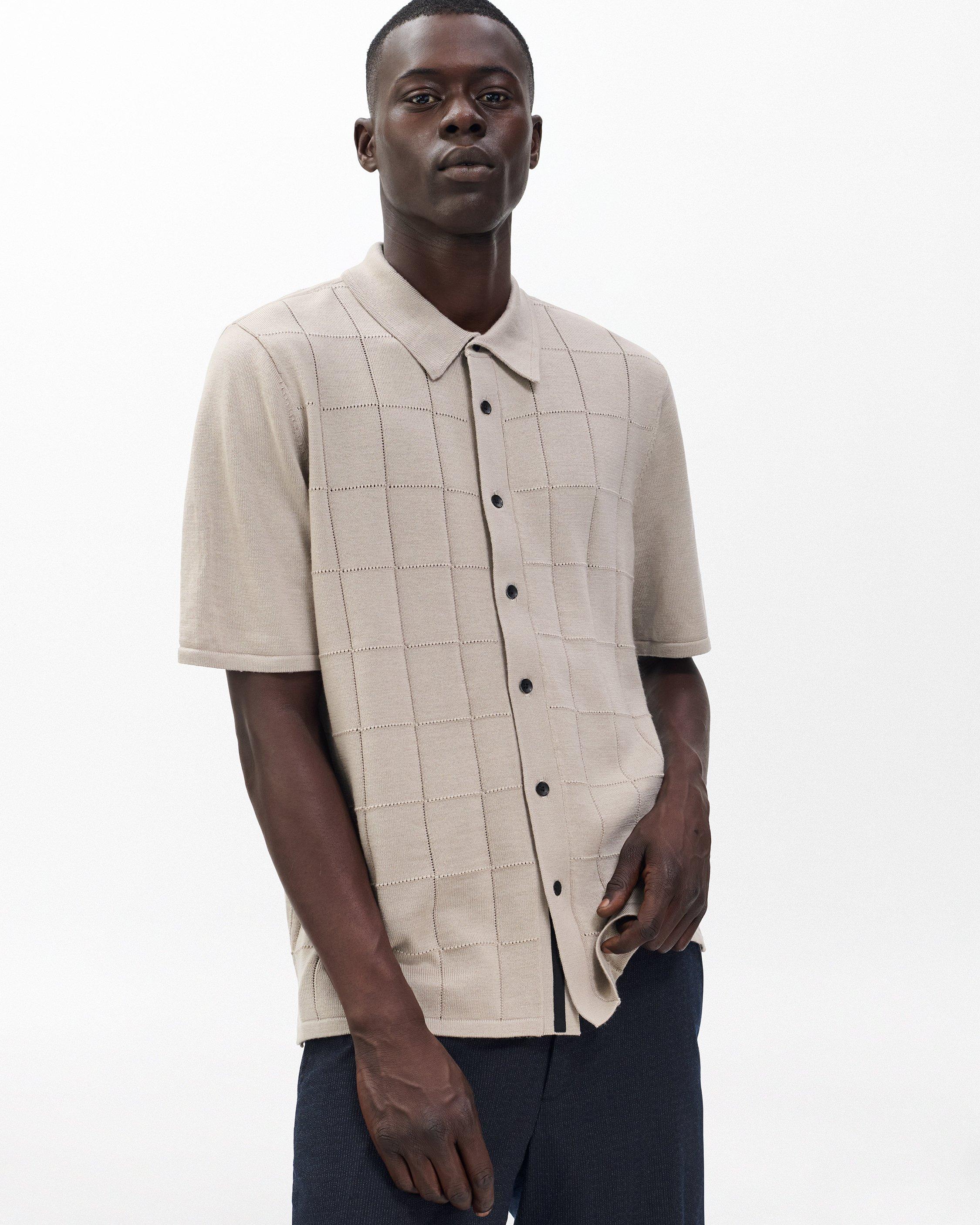 Dalton Windowpane Knit Shirt image number 1