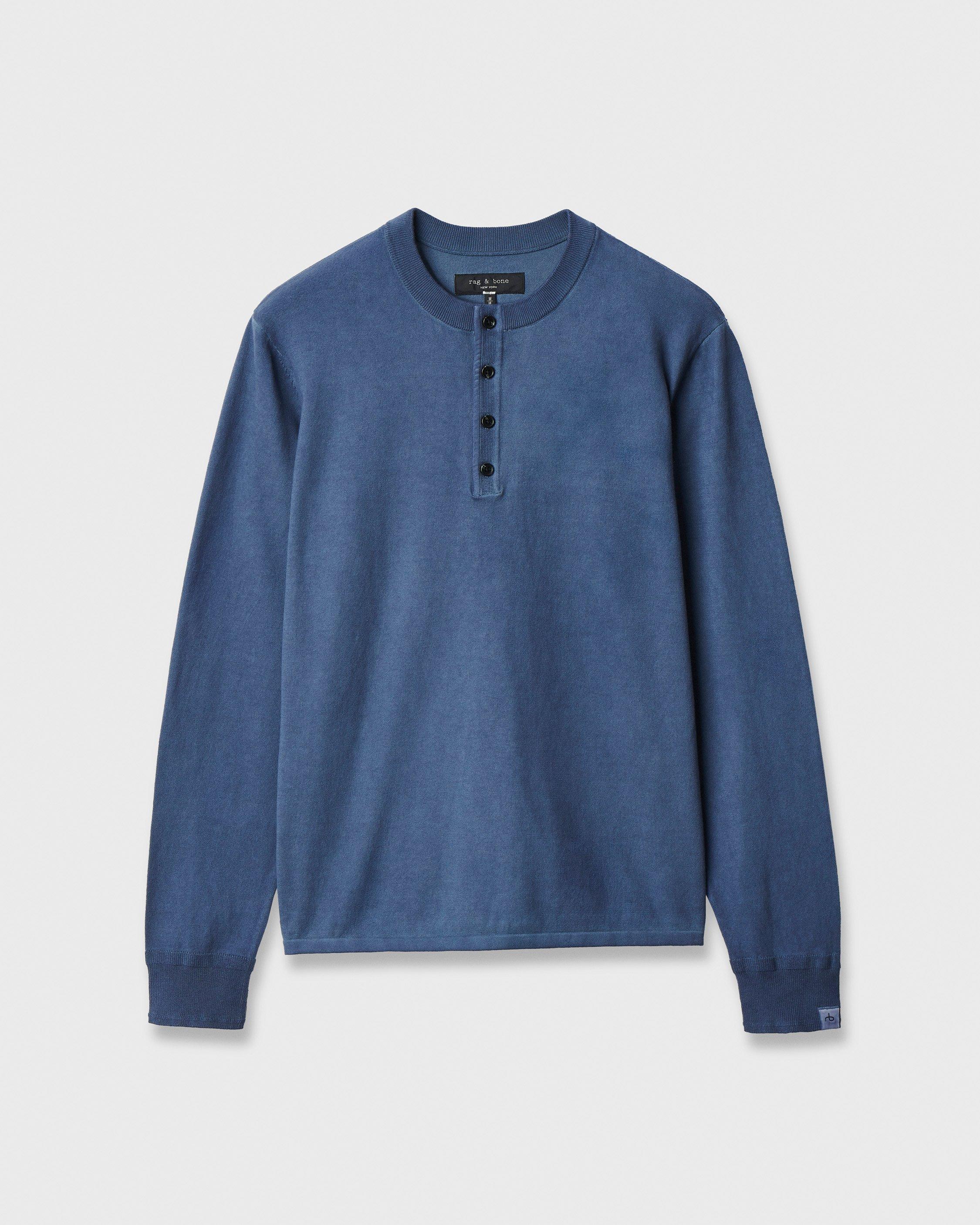 Washed Cotton Henley Sweater image number 2