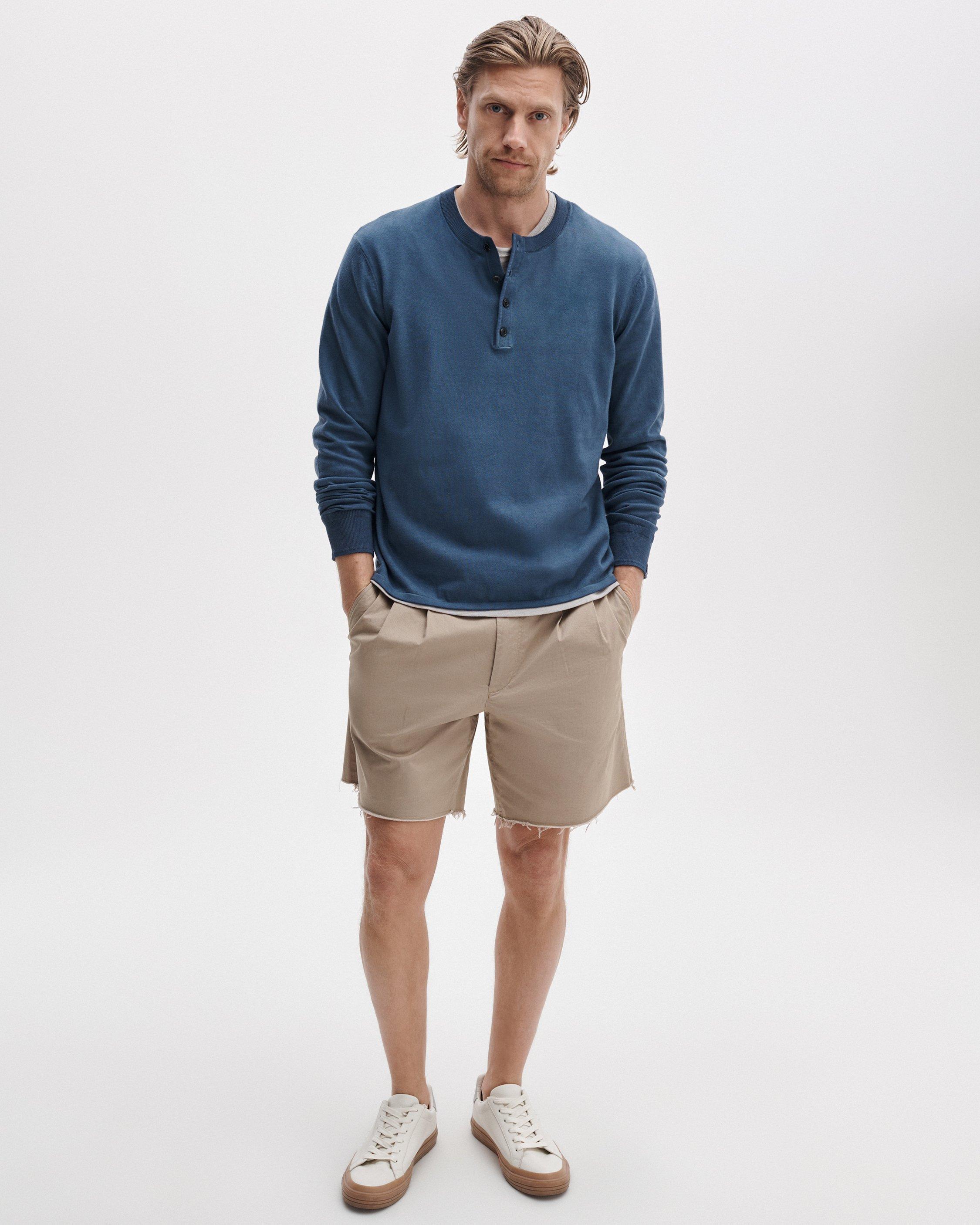 Washed Cotton Henley Sweater image number 3