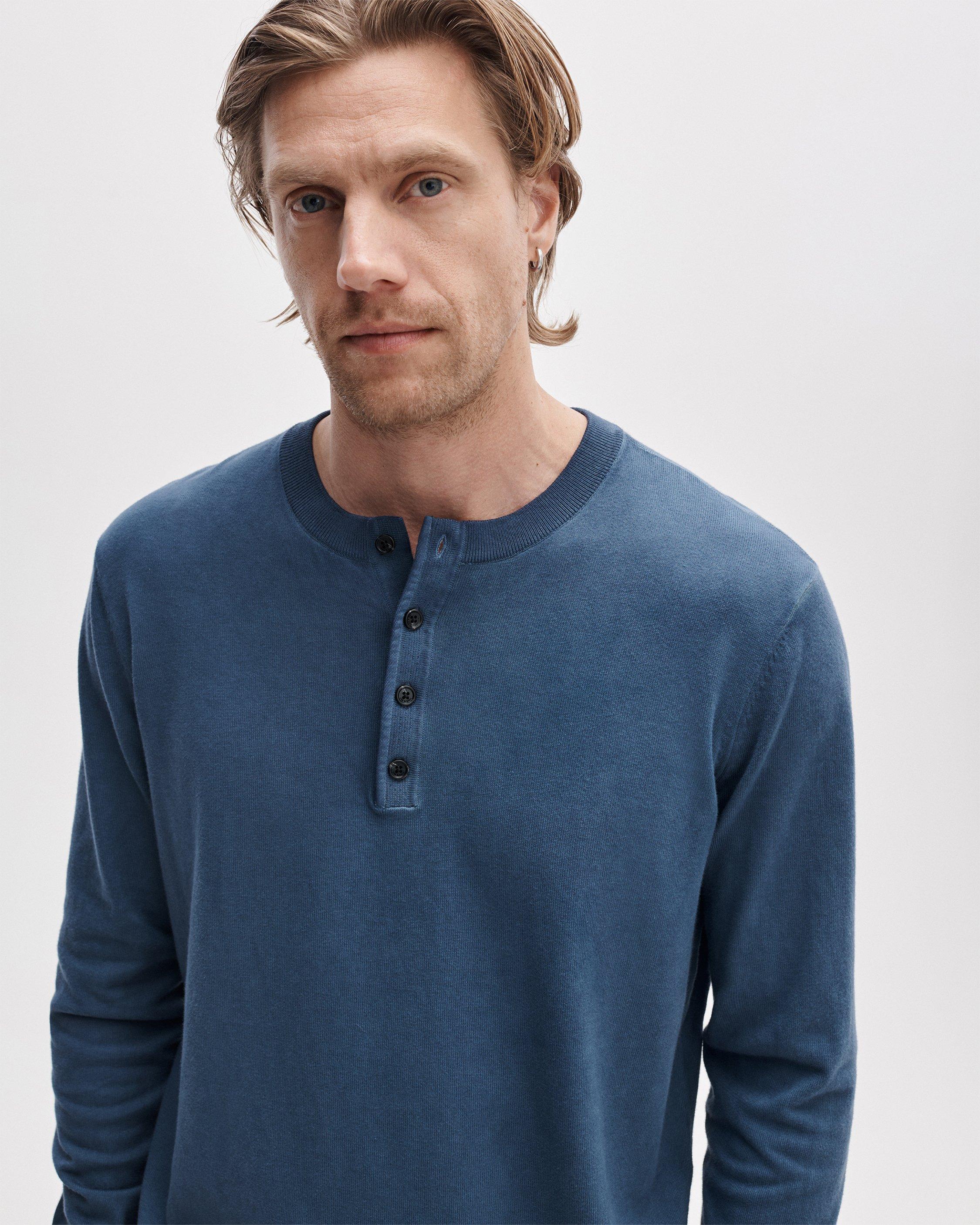 Washed Cotton Henley Sweater image number 4
