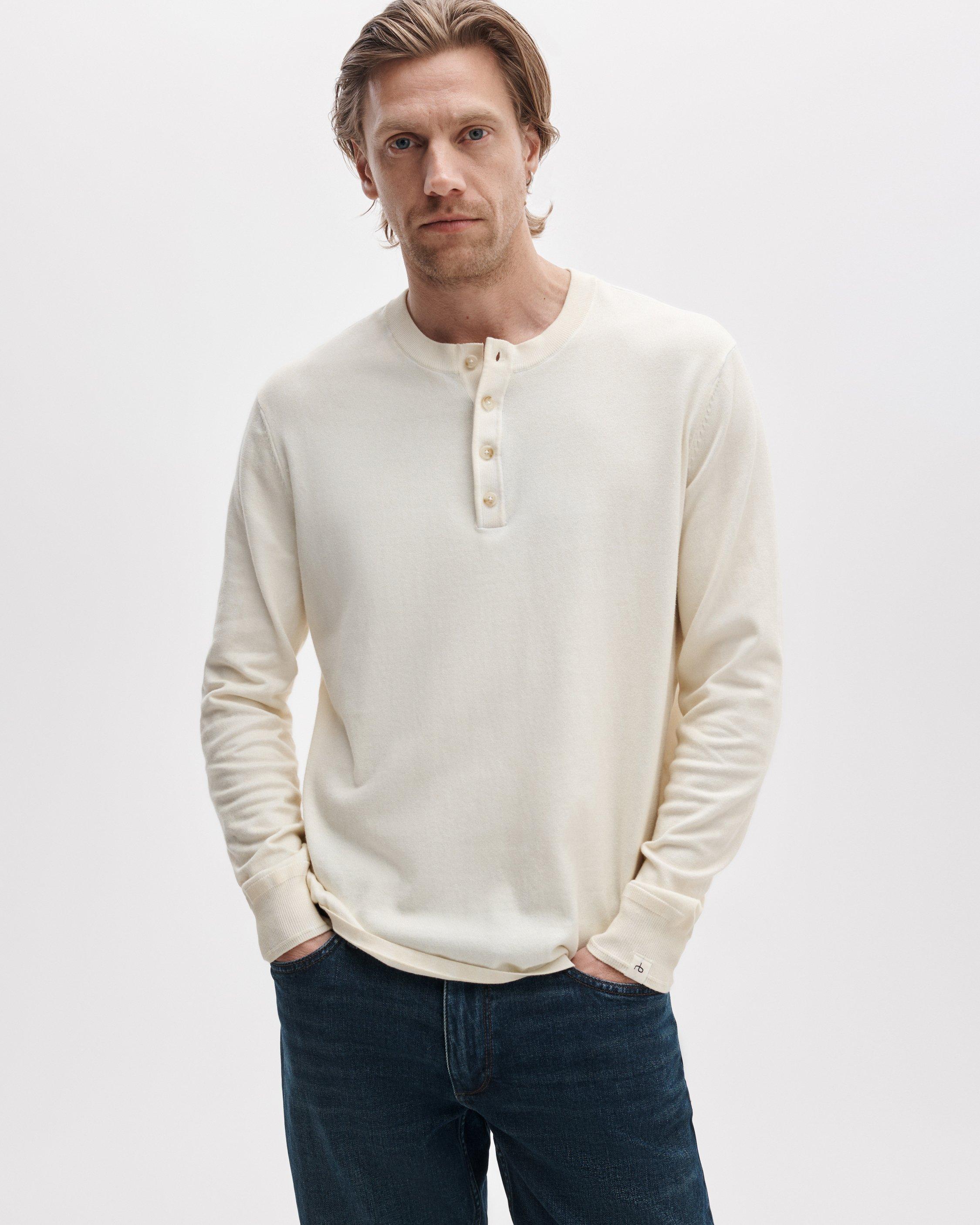 Washed Cotton Henley Sweater image number 1