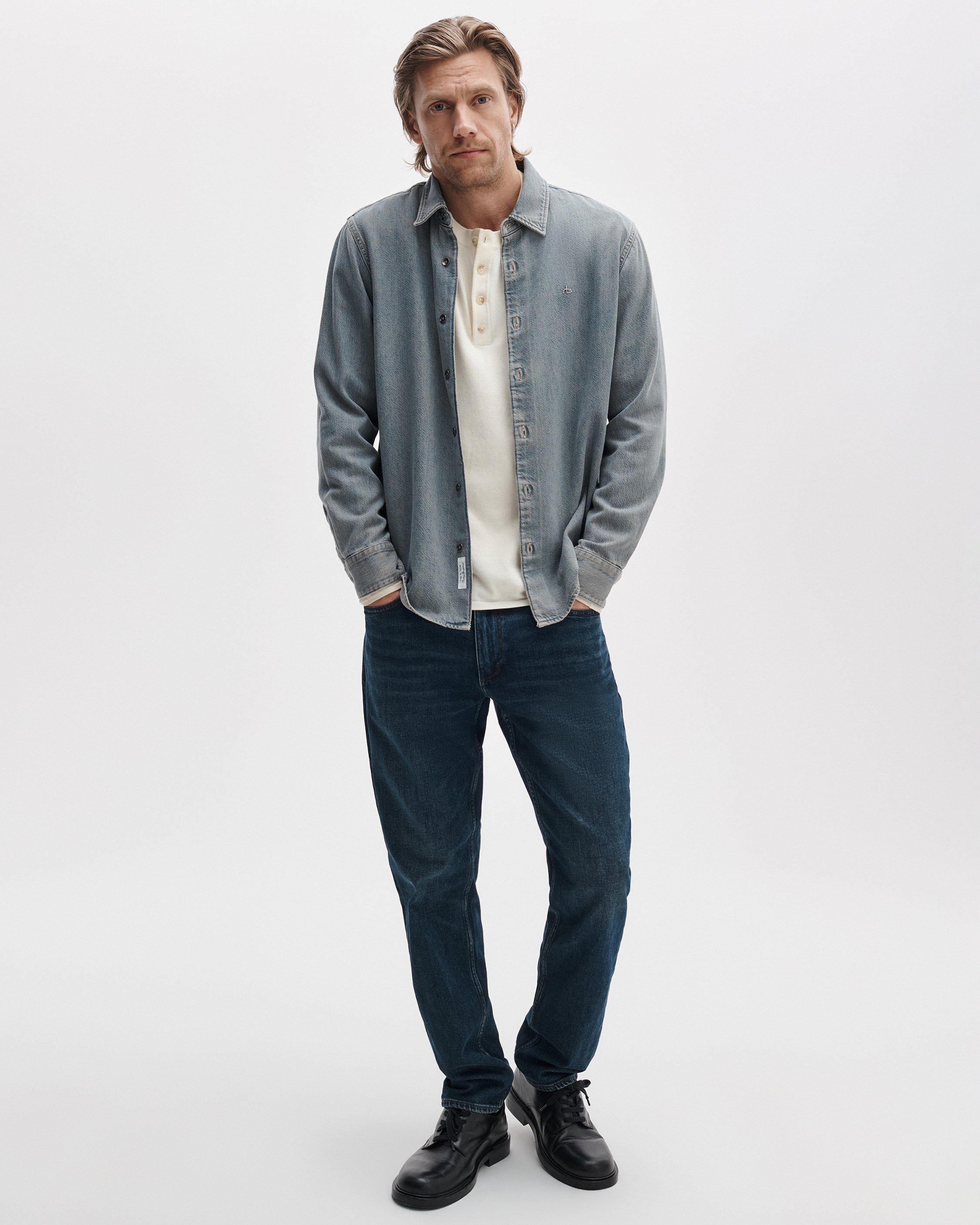 Washed Cotton Henley Sweater image number 3