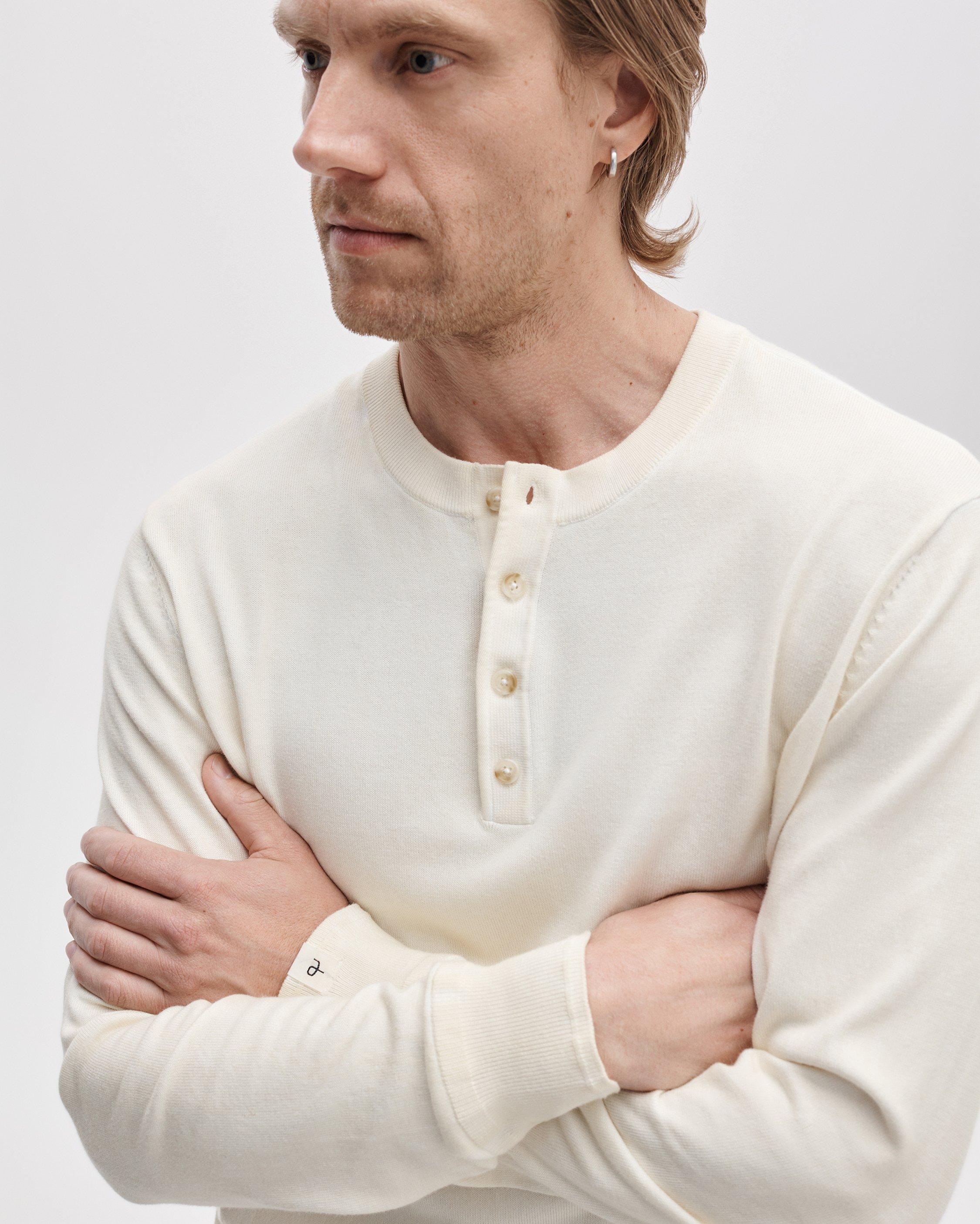 Washed Cotton Henley Sweater image number 4