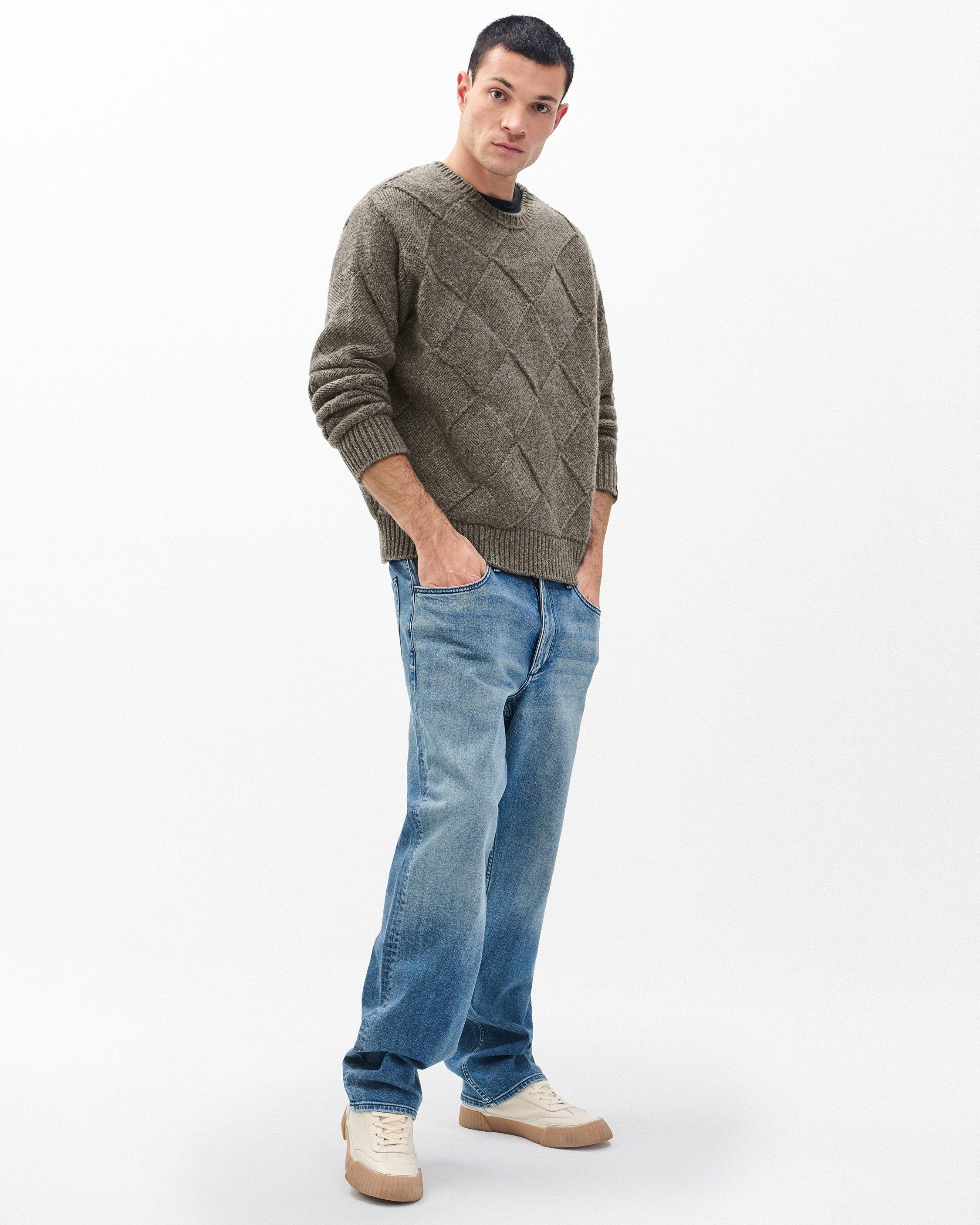 Hand-Knit Entrelac Wool Sweater image number 3