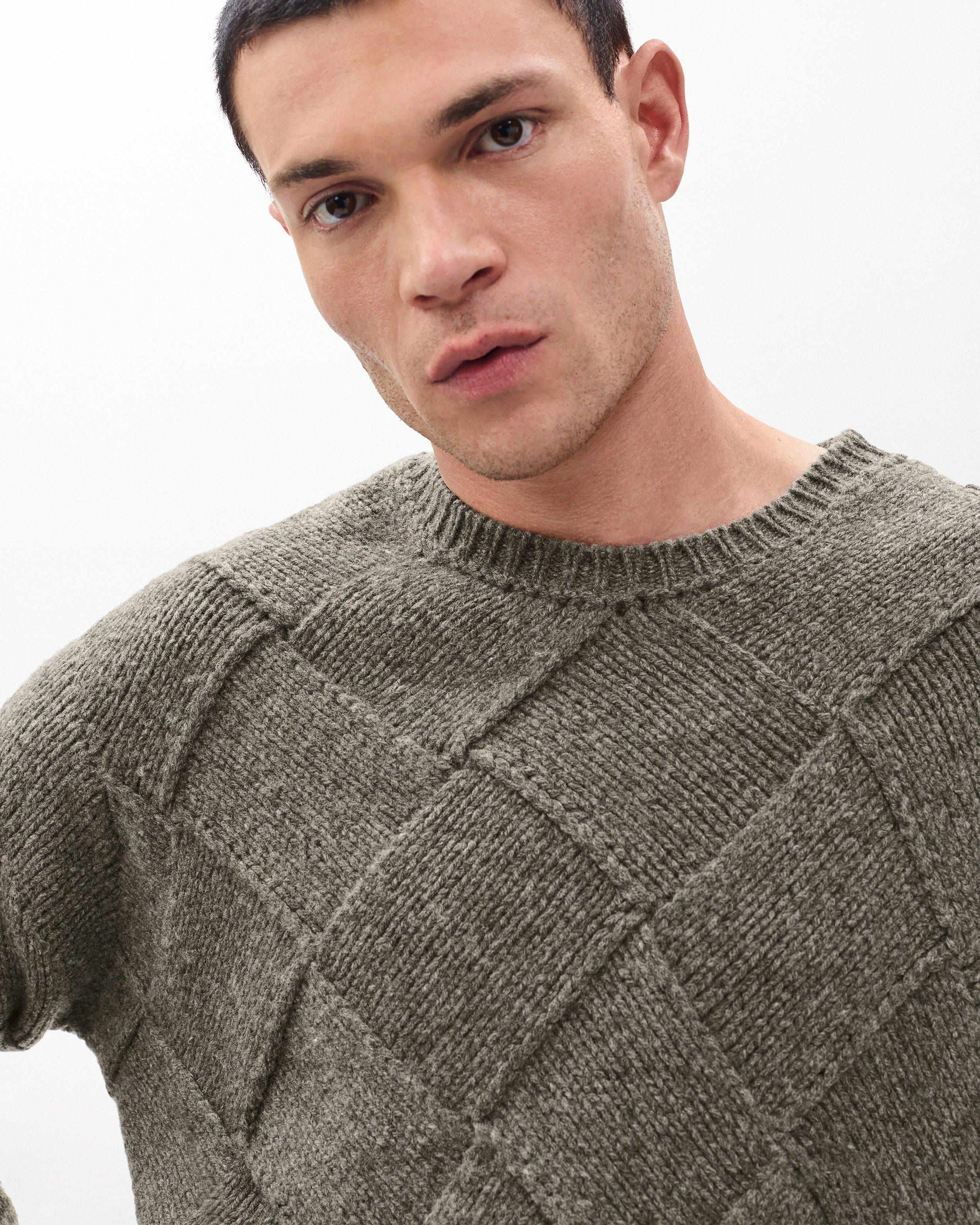 Hand-Knit Entrelac Wool Sweater image number 5