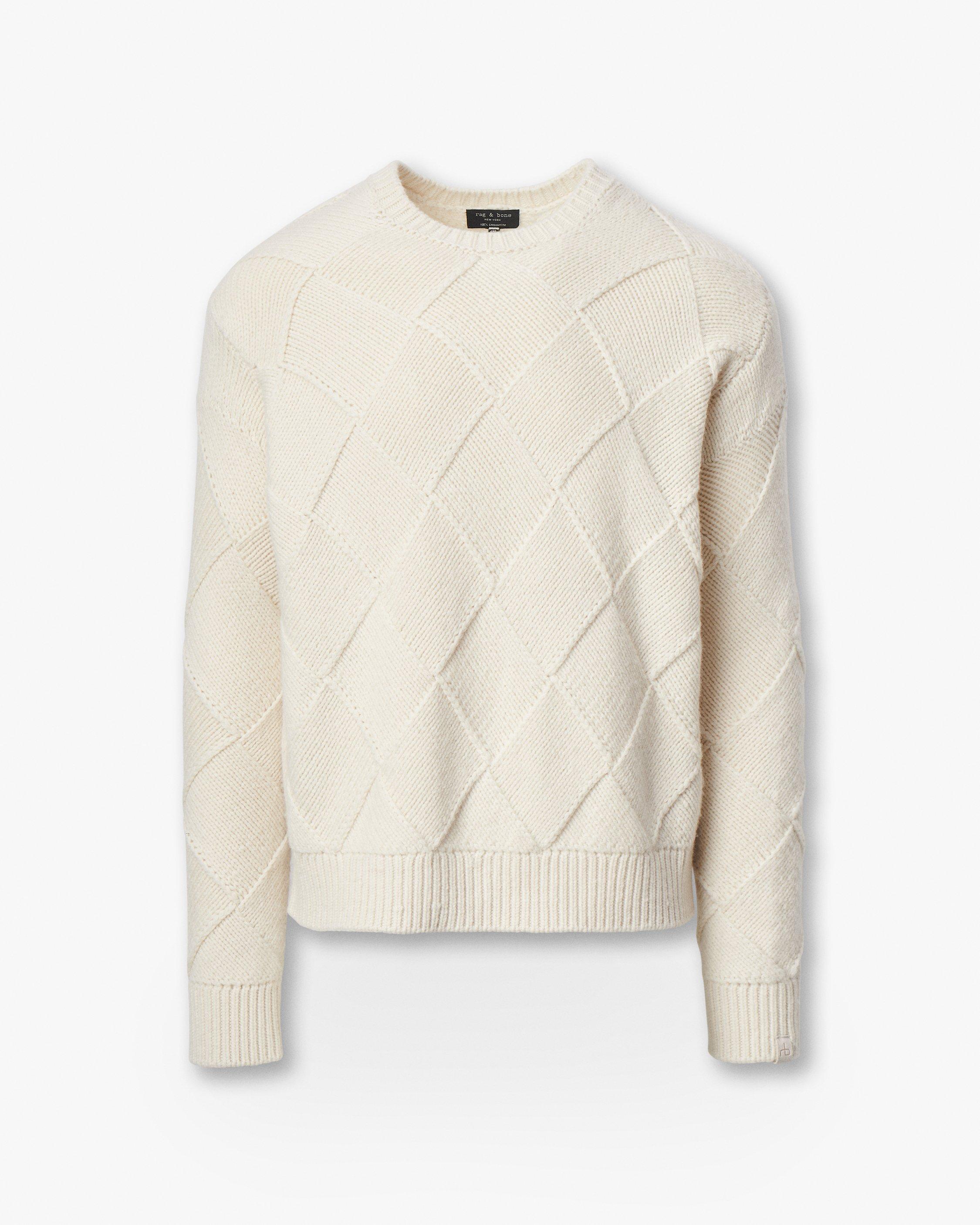 Hand-Knit Entrelac Wool Sweater