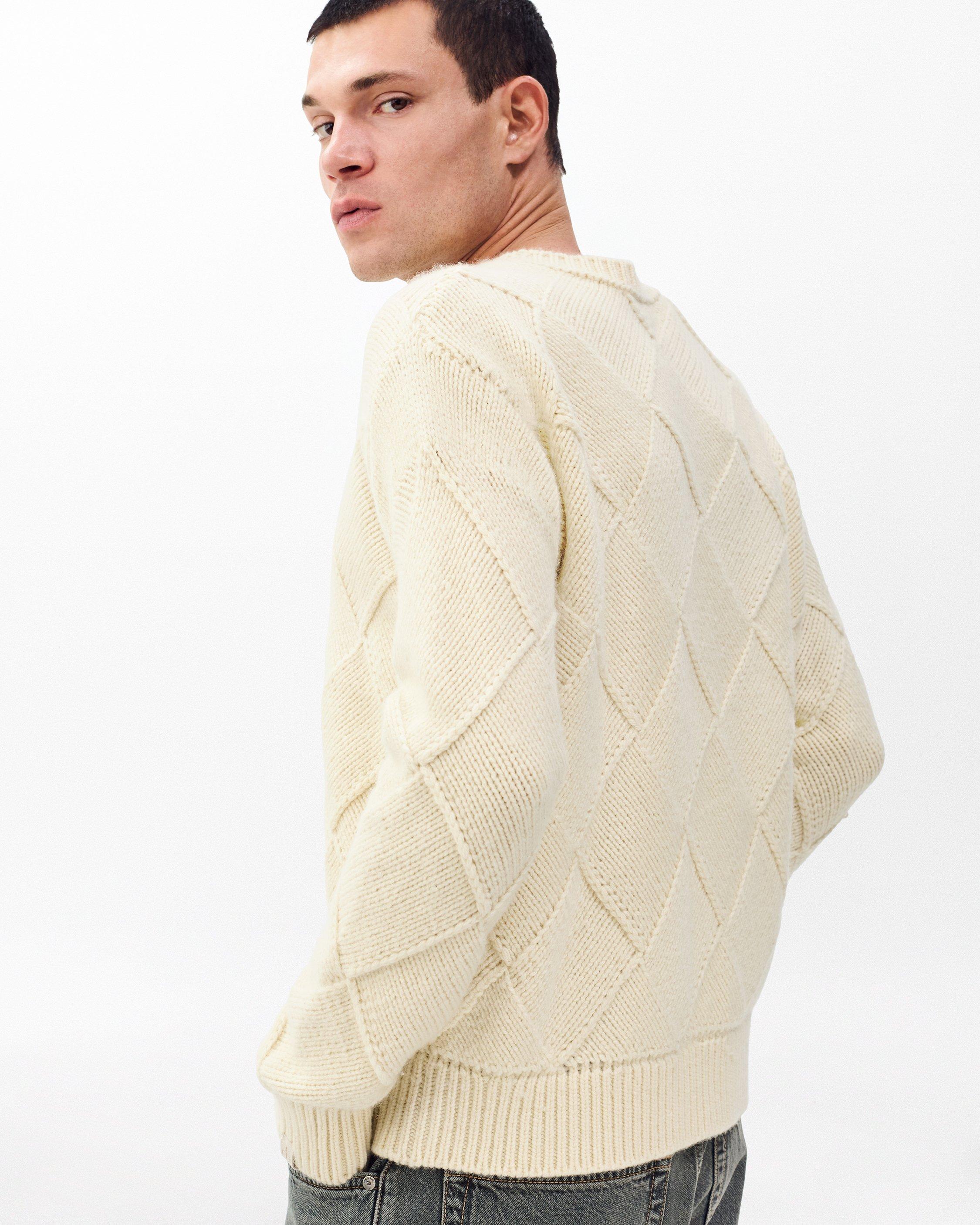 Hand-Knit Entrelac Wool Sweater image number 5