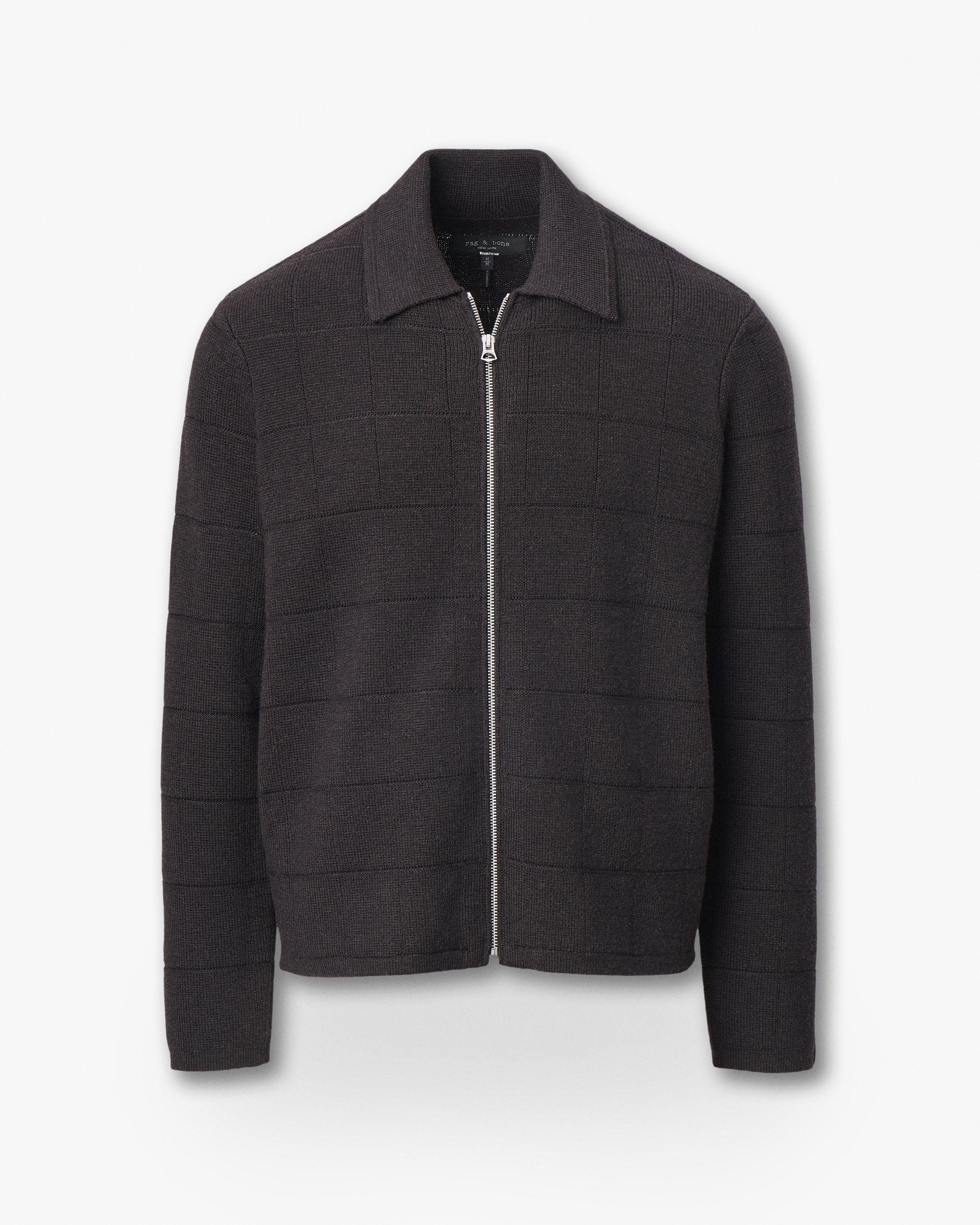 Melrose Full-Zip Windowpane Wool Sweater image number 2