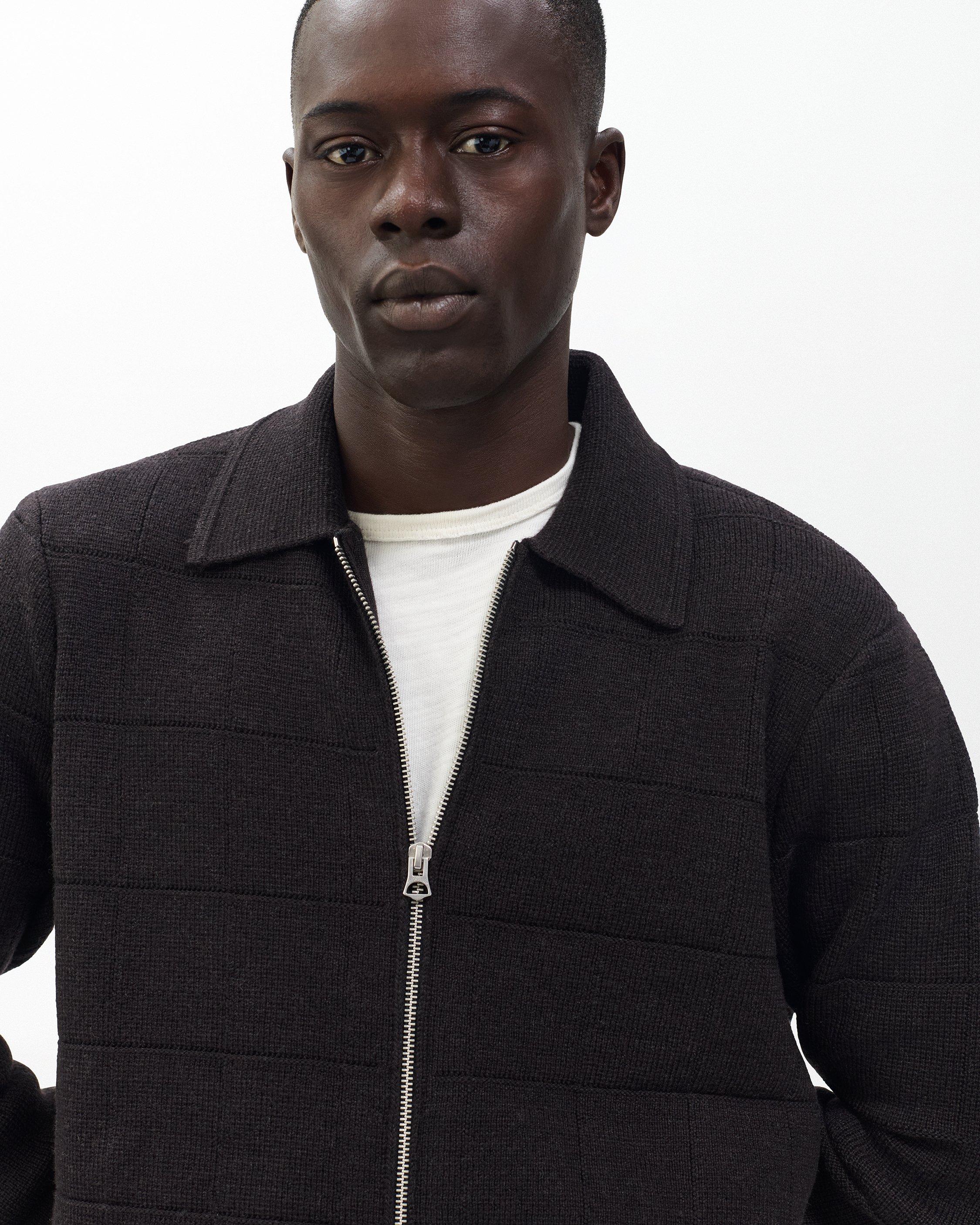 Melrose Full-Zip Windowpane Wool Sweater image number 4