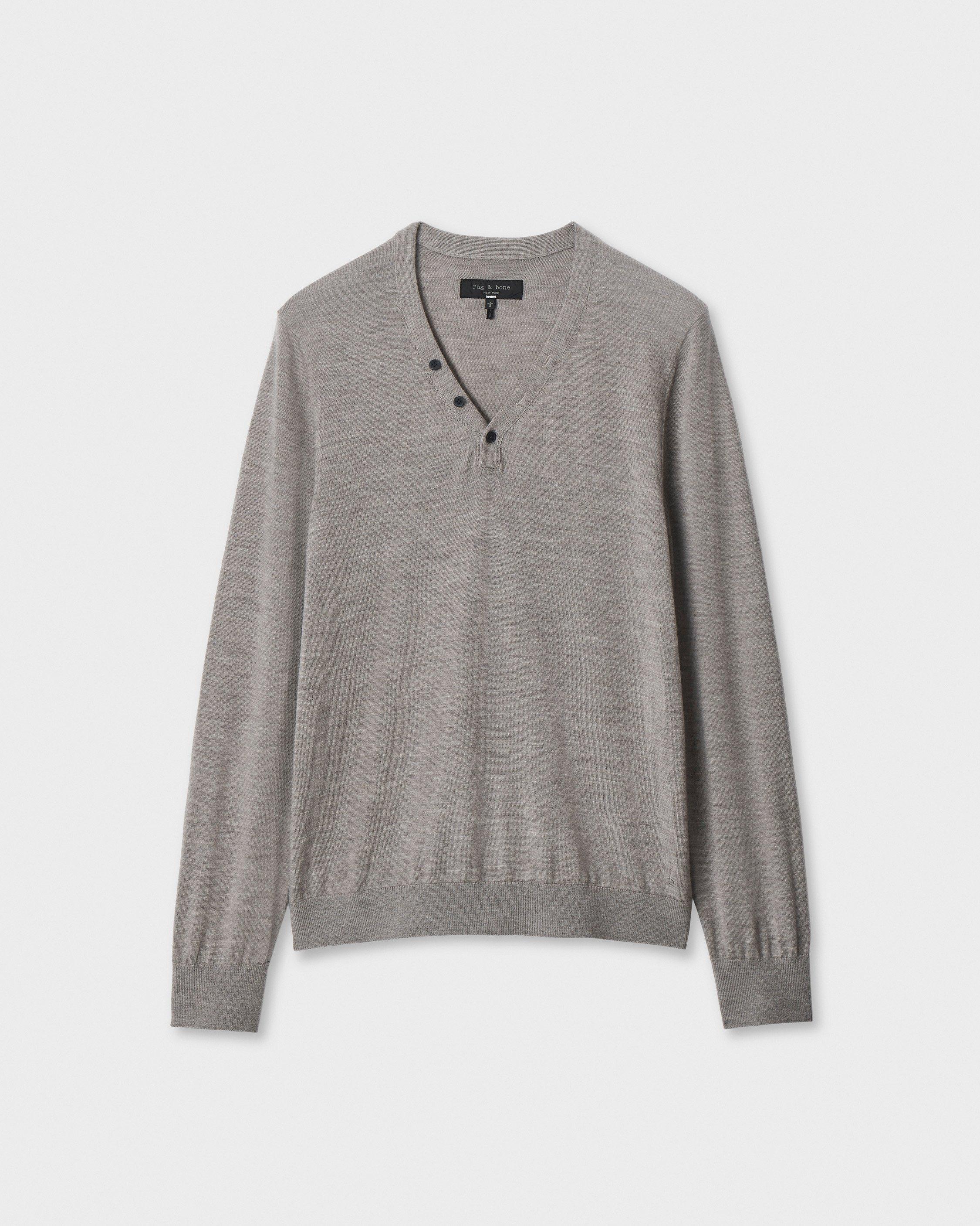 365 Merino Button V-Neck image number 1