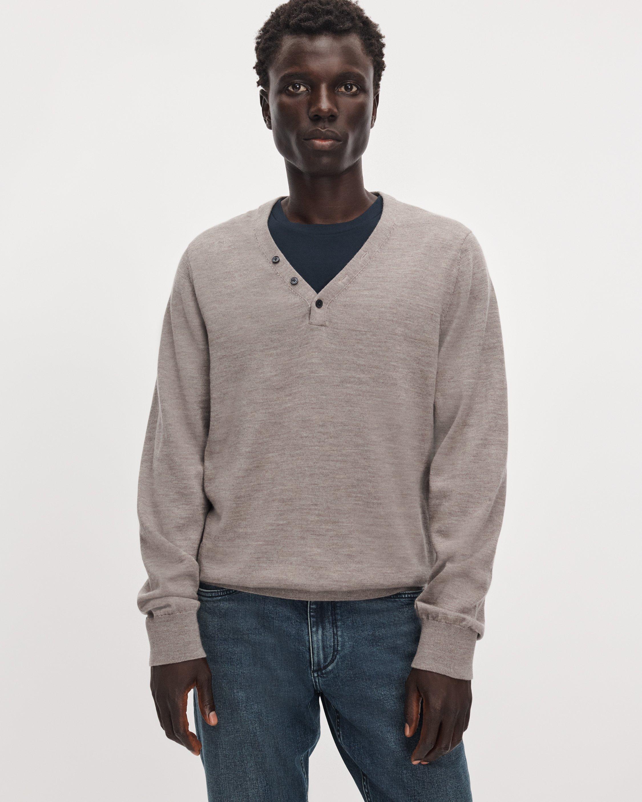 365 Merino Button V-Neck image number 2