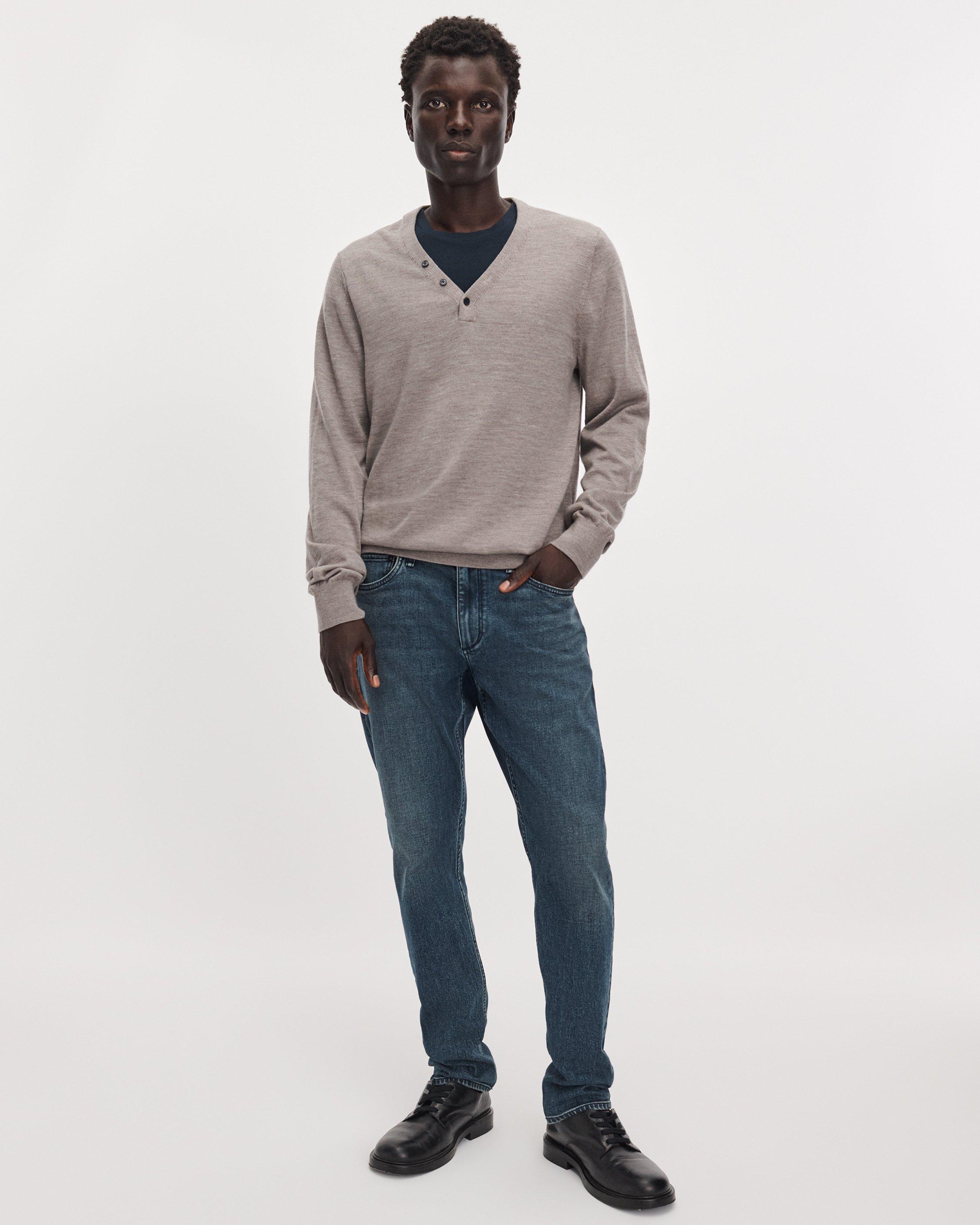 365 Merino Button V-Neck image number 3