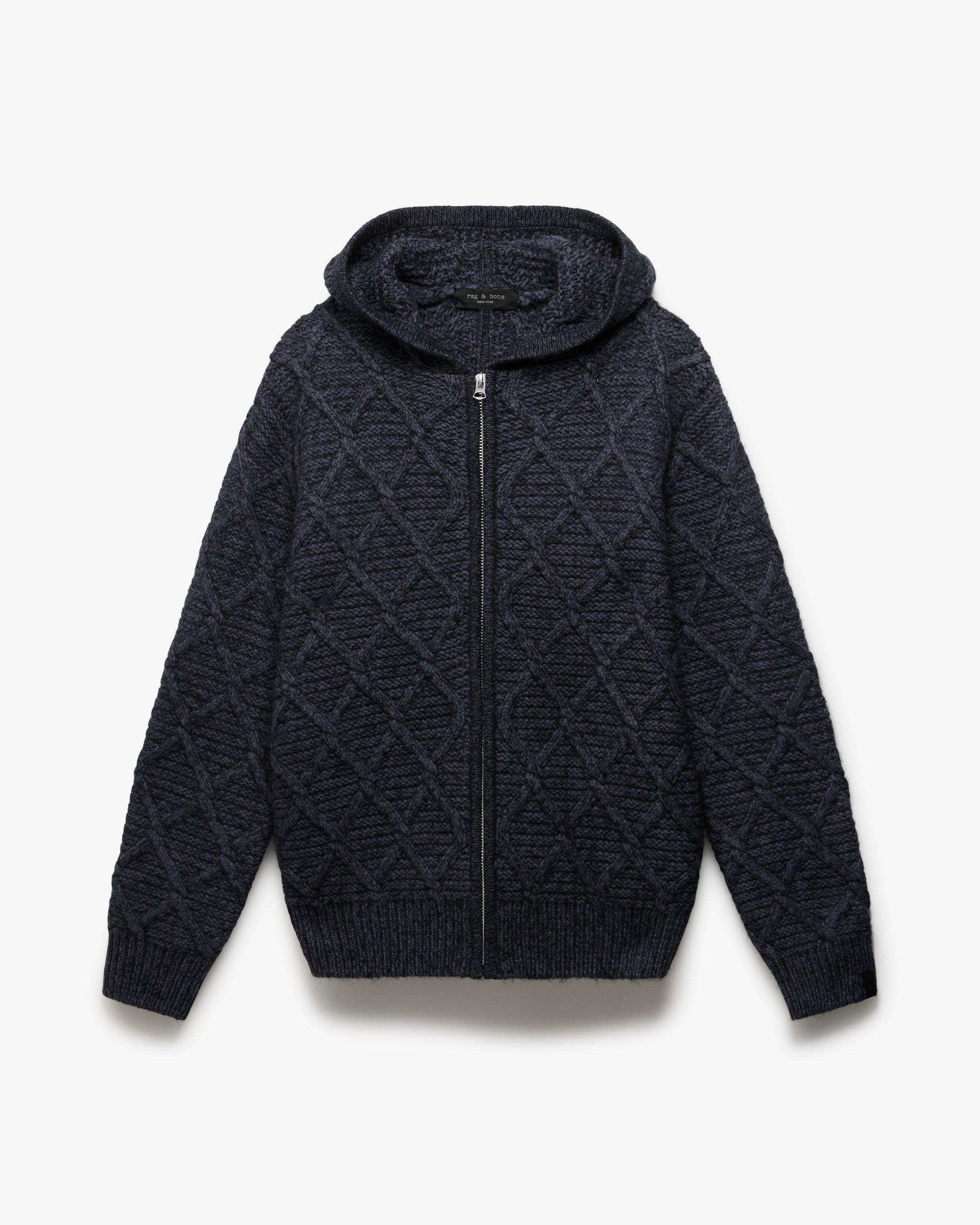 Cable-Knit Full-Zip Hoodie - Navy Multi | rag & bone