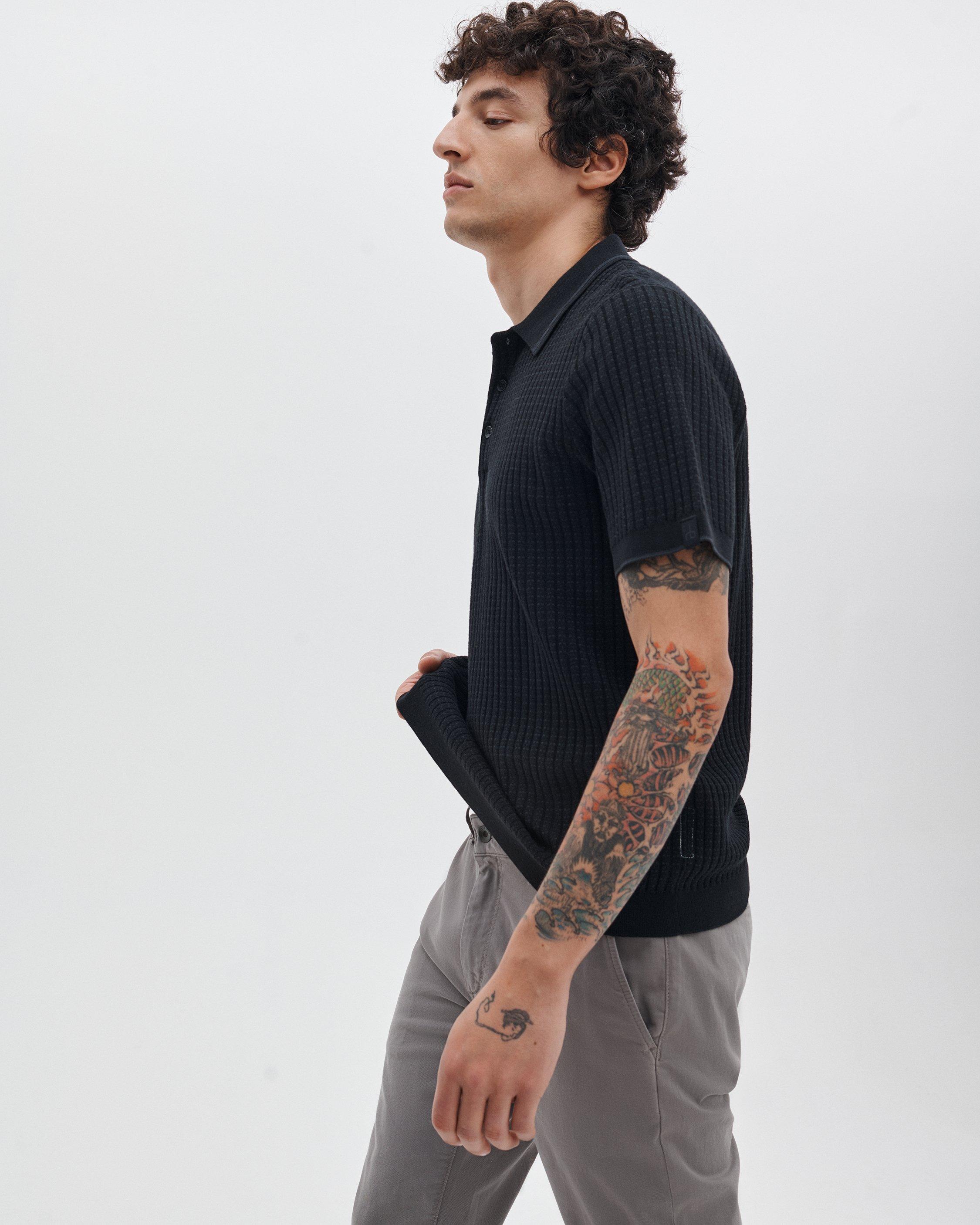 Harvey Rib-Knit Polo Shirt image number 1