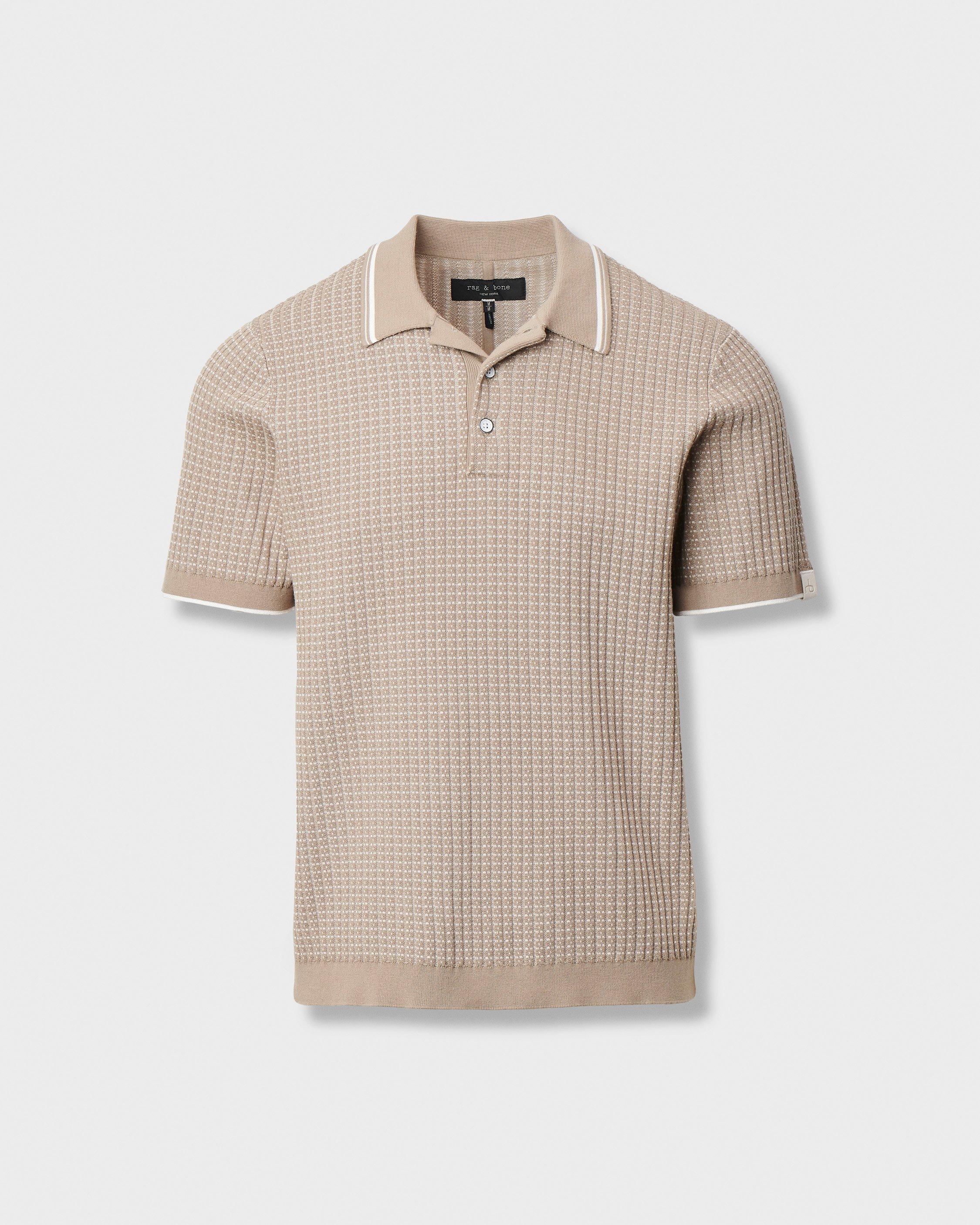Harvey Rib-Knit Polo Shirt - Wolf Grey | rag & bone