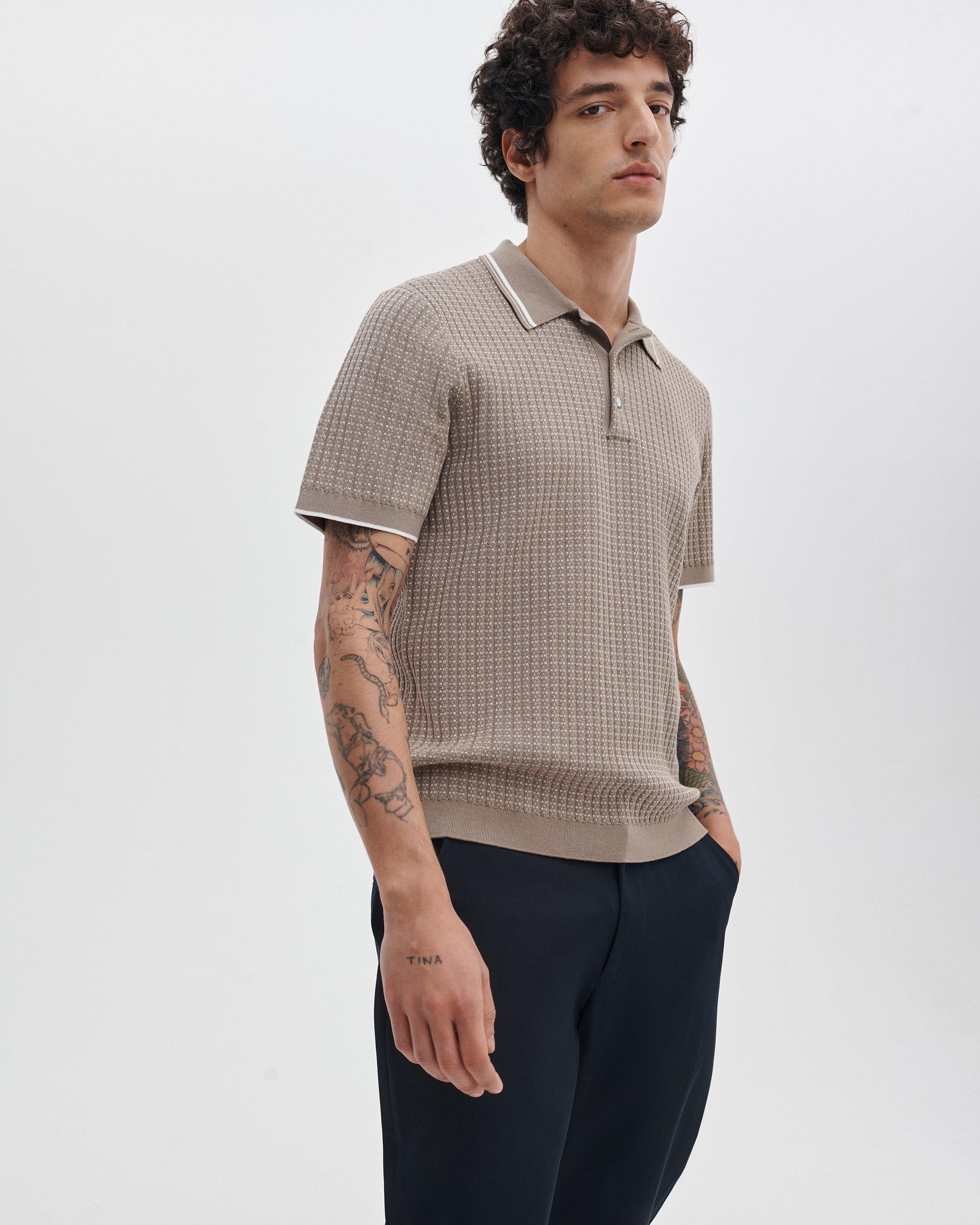 Harvey Rib-Knit Polo Shirt - Wolf Grey | rag & bone