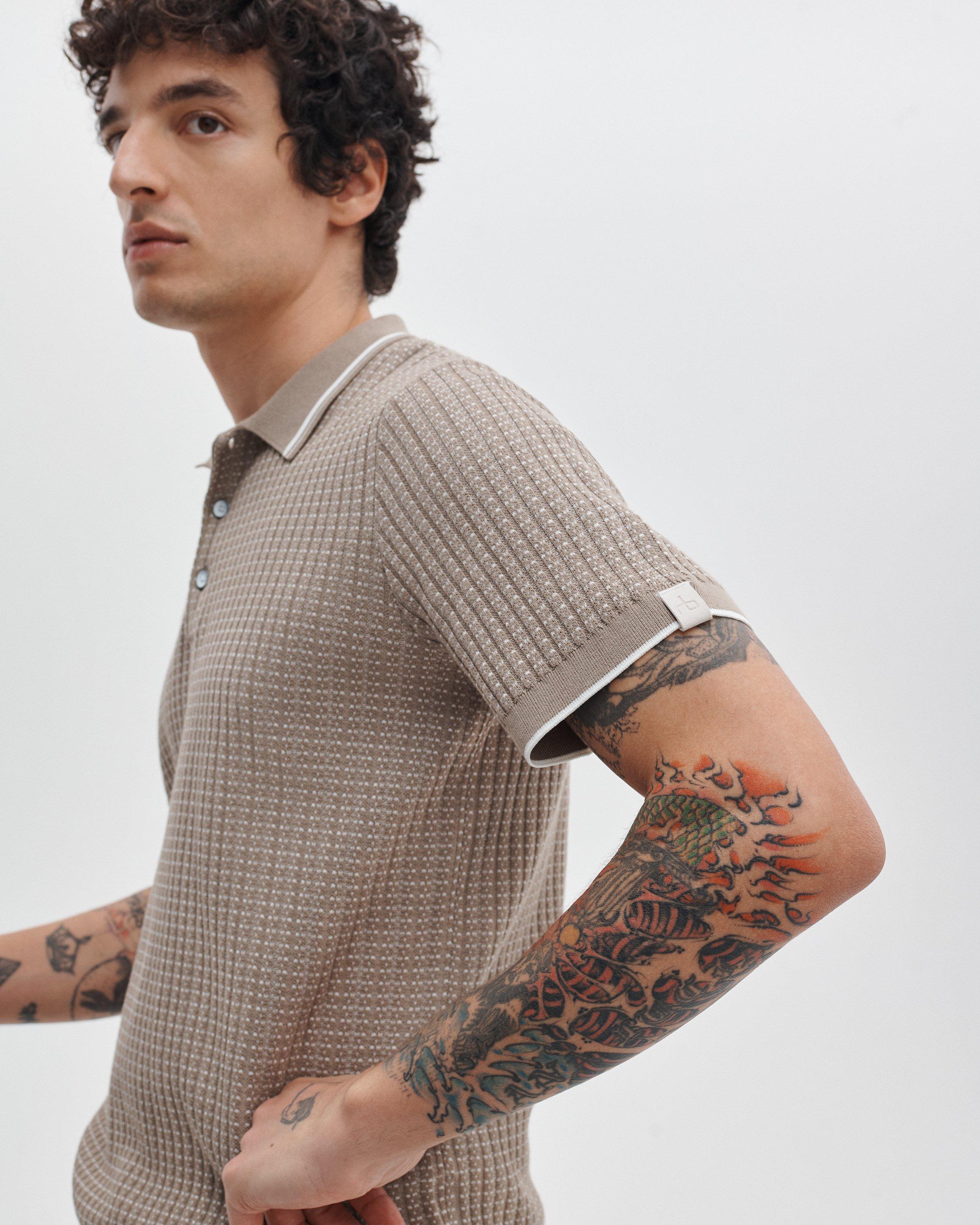 Harvey Rib-Knit Polo Shirt - Wolf Grey | rag & bone