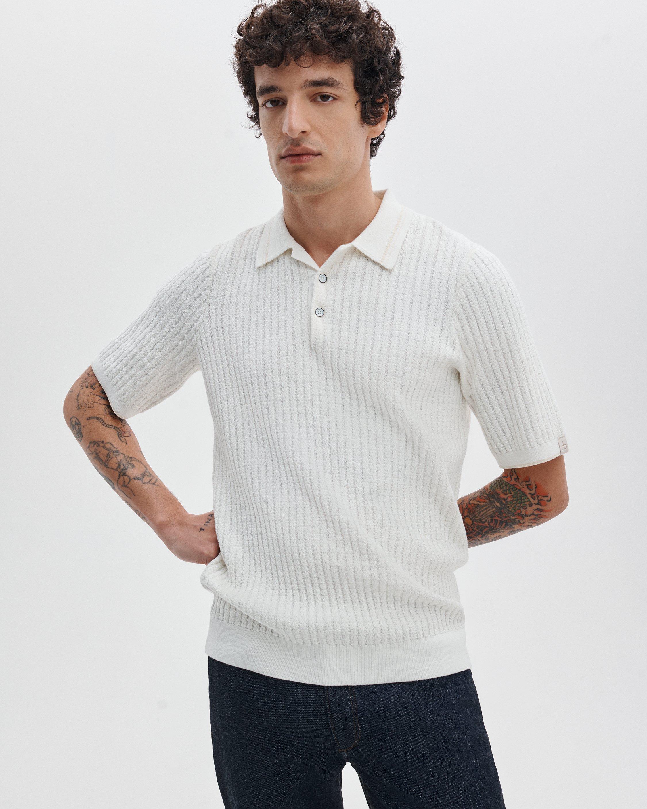 Harvey Rib-Knit Polo Shirt image number 1